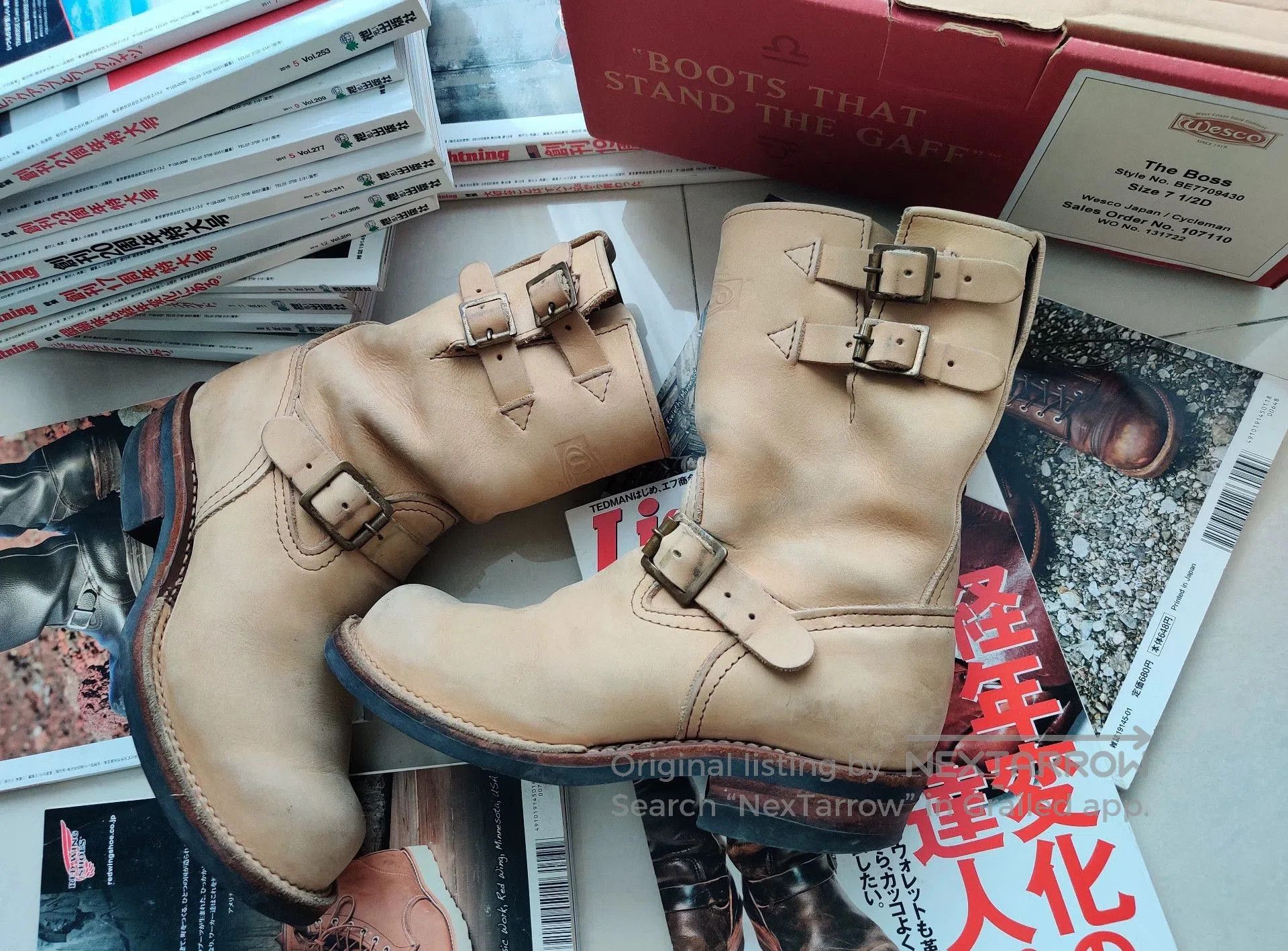 Wesco Boss Engineer Boots in Natural Color.
