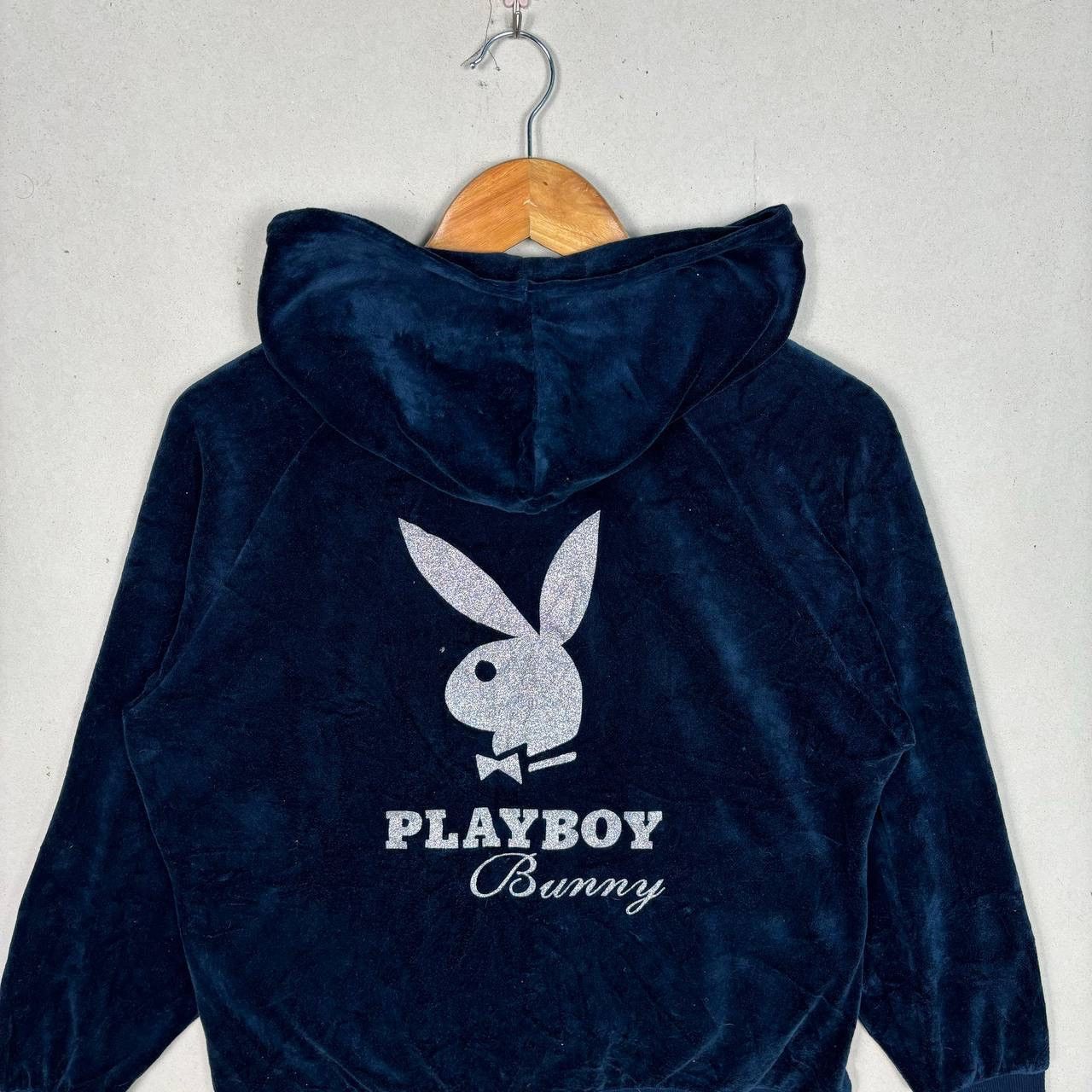Playboy Playboy Bunny Big Logo Velvet Blue Hoodie Size US M / EU 48-50 / 2 - 4 Thumbnail