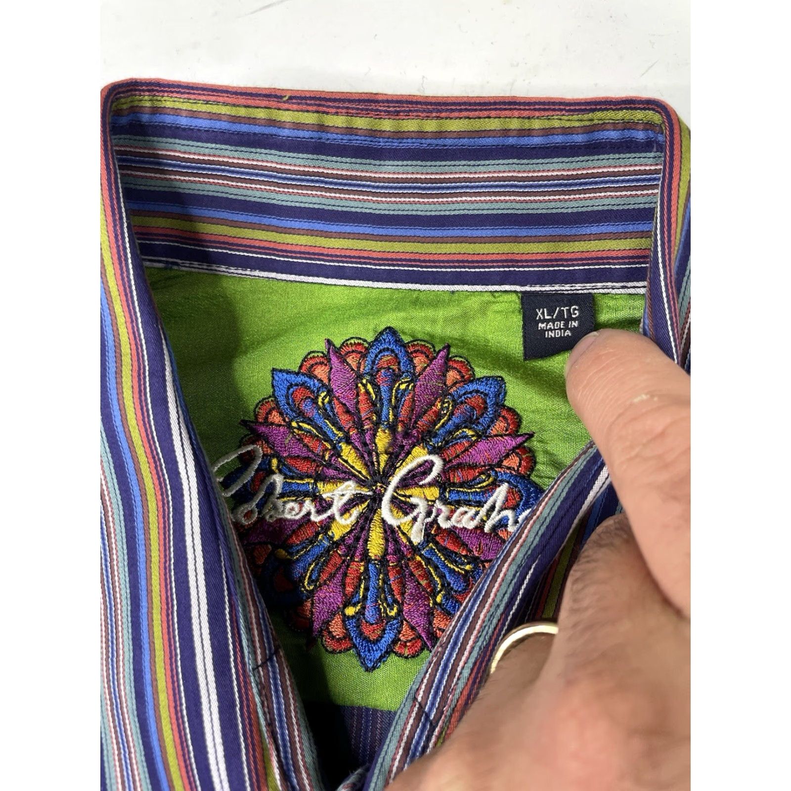 Robert Graham Robert Graham Shirt Men XL Multicolor Stripe Long Sleeve Button-Down Collared Flip Cuff Button Up Golf Size US XL / EU 56 / 4 - 4 Thumbnail
