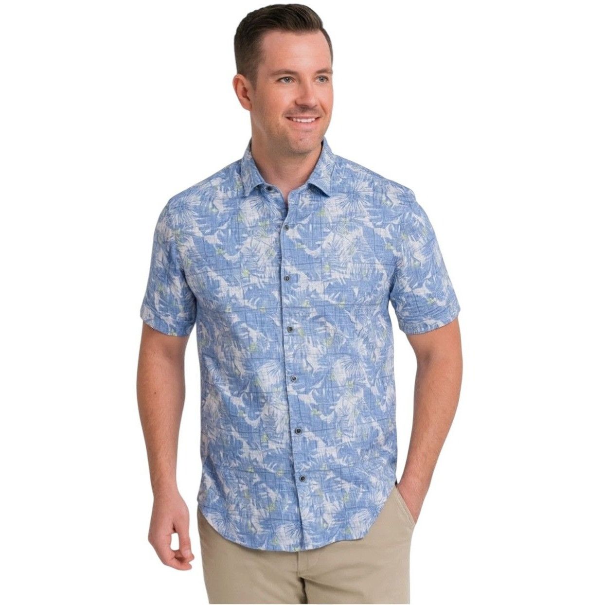 Robert Graham Robert Graham Spencer Floral Tropical Leaf Blue White S/S Sh Size US S / EU 44-46 / 1 - 10 Thumbnail