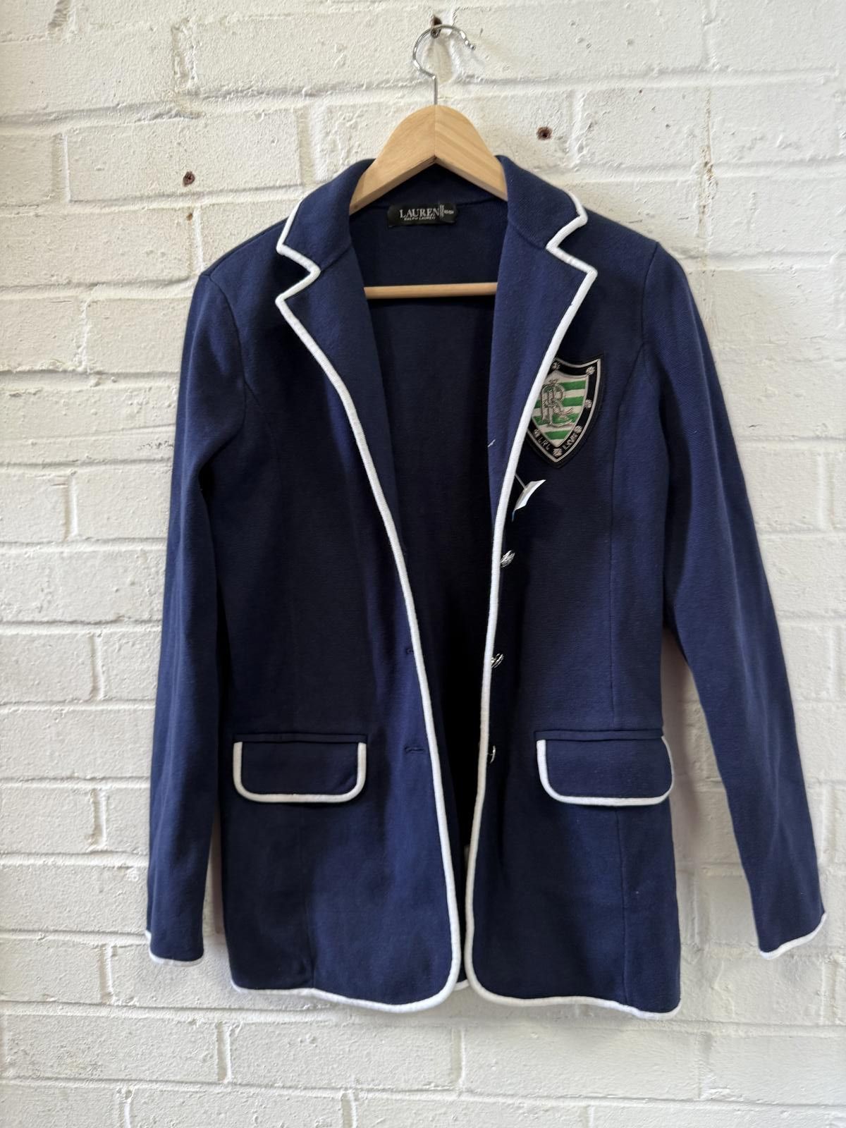 Lauren Ralph Lauren Lauren Ralph Lauren Navy Blue Women's Blazer with White Pips Size XL / US 12-14 / IT 48-50 - 1 Thumbnail