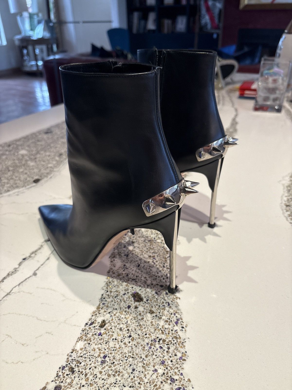 Alexander McQueen Alexander McQueen metal‑spike black leather ankle boots Size US 9 / IT 39 - 7 Thumbnail