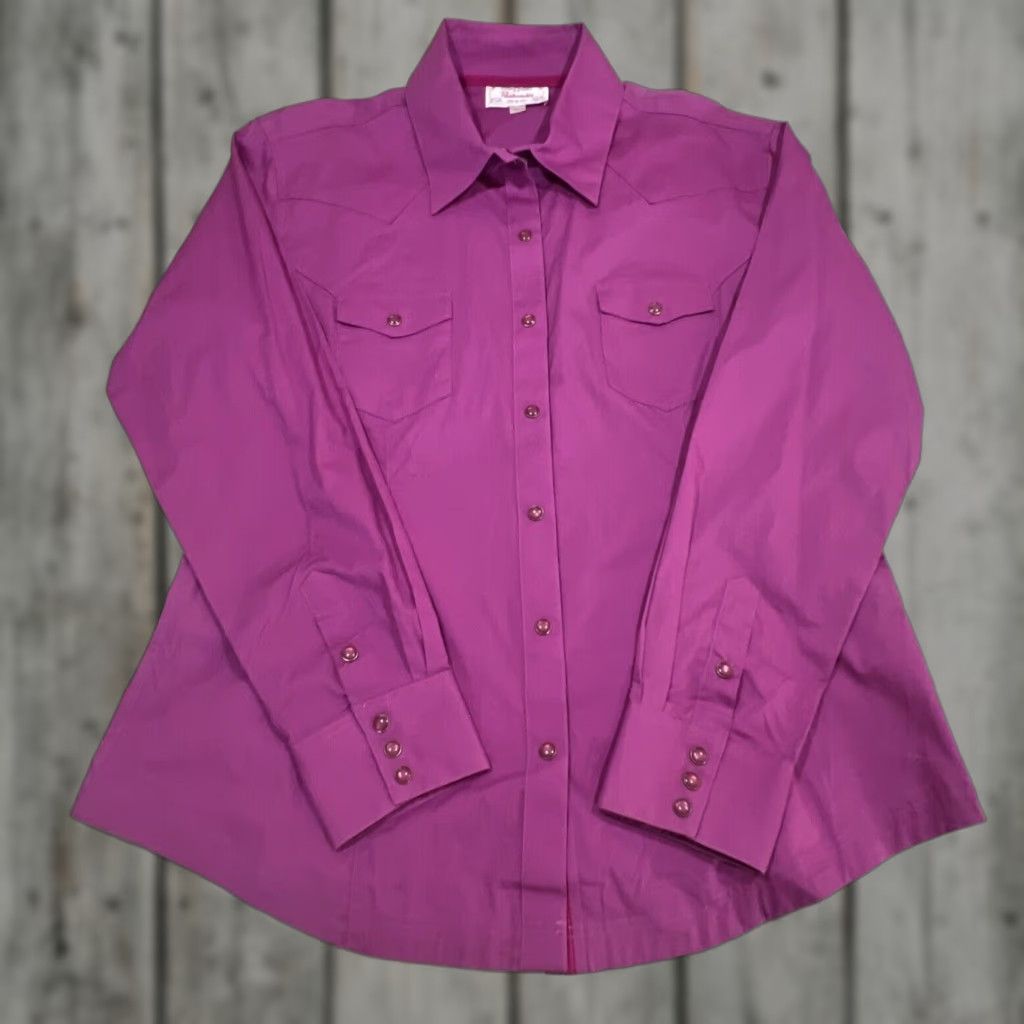 Vintage Panhandle Western Pearl Snap Shirt Women’s XL Fuchsia Long Sleeve Fitted Go West - Cotton Blend Western Shirt Ladies XL Button-Up with Pockets Size XL / US 12-14 / IT 48-50 - 1 Thumbnail