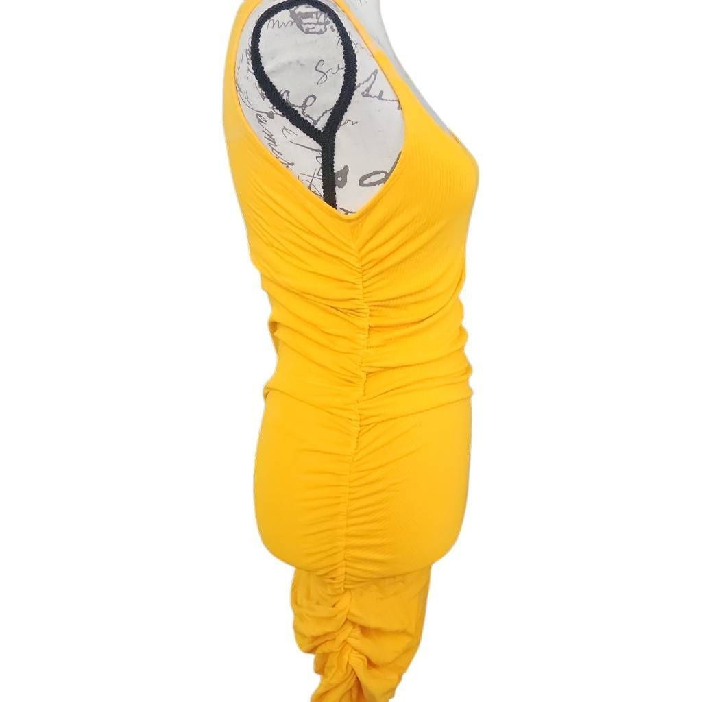 MONROW Monrow Women's Size Small Vivid Yellow Ruched Side Ribbed Bo Size S / US 4 / IT 40 - 3 Thumbnail