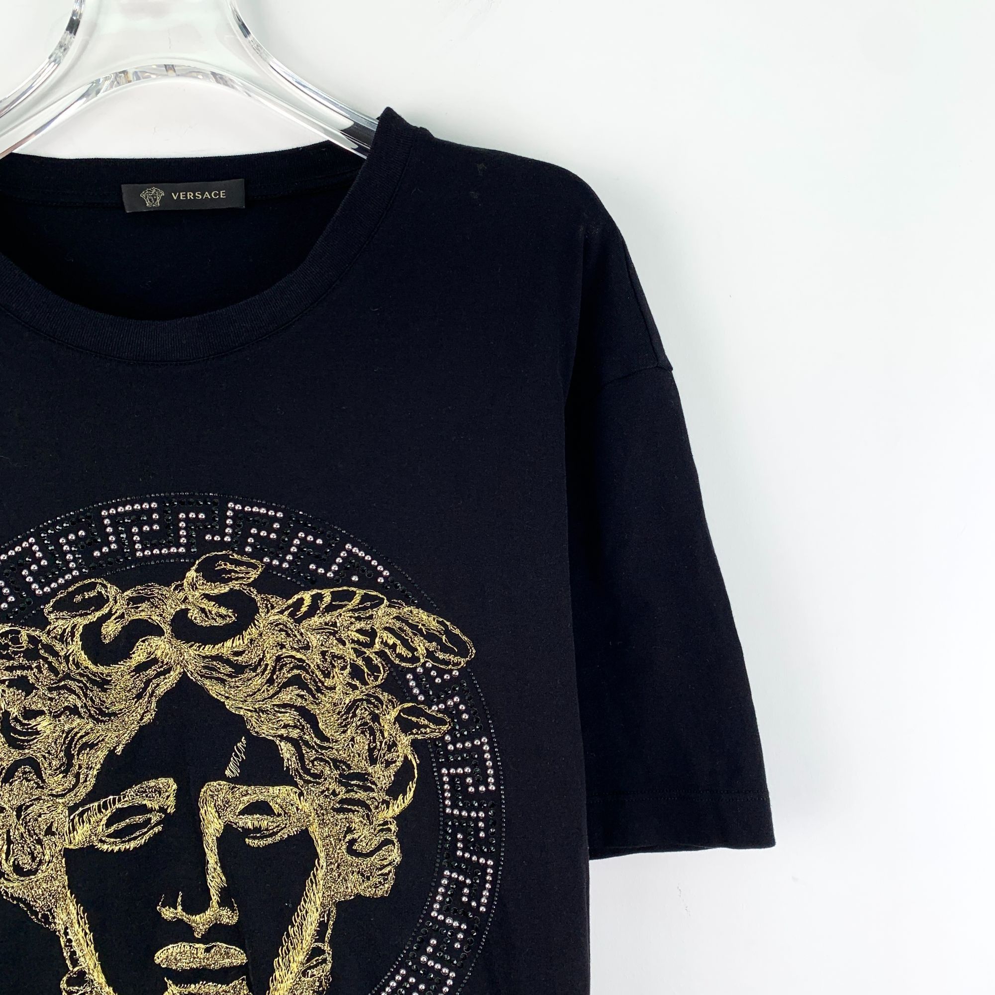 Versace Versace Black Embroidered & Beaded Medusa Head Cotton Round- Size XXL / US 16-18 / IT 52-54 - 7 Thumbnail