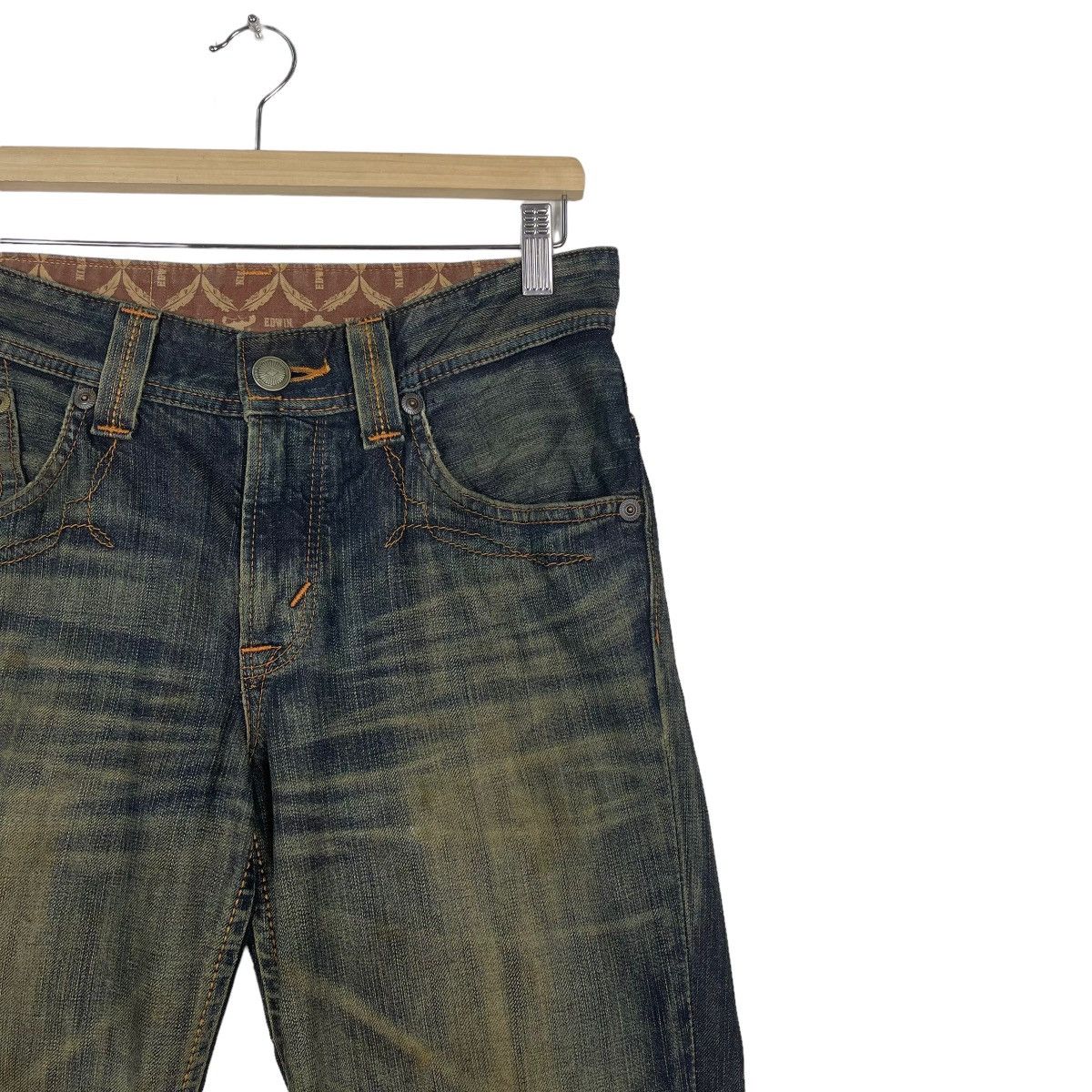 Edwin RUSTY🔥Edwin XV Bootcut Leather Pai Pocket Rusty Denim Jeans Size US 31 - 5 Thumbnail