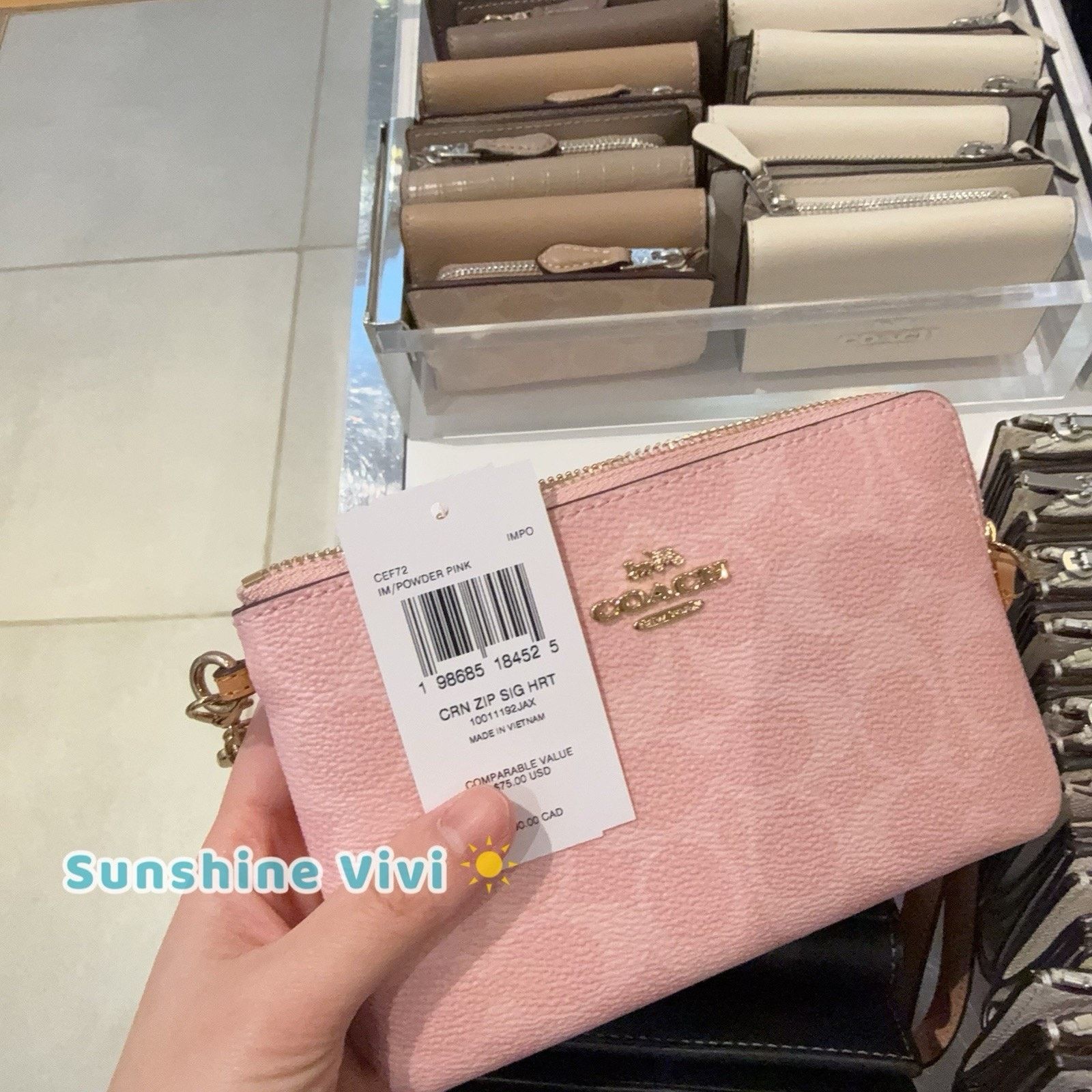 Coach NWT Coach CEF72 Corner Zip Wristlet Charm Gold Powder Pink Size ONE SIZE - 6 Thumbnail