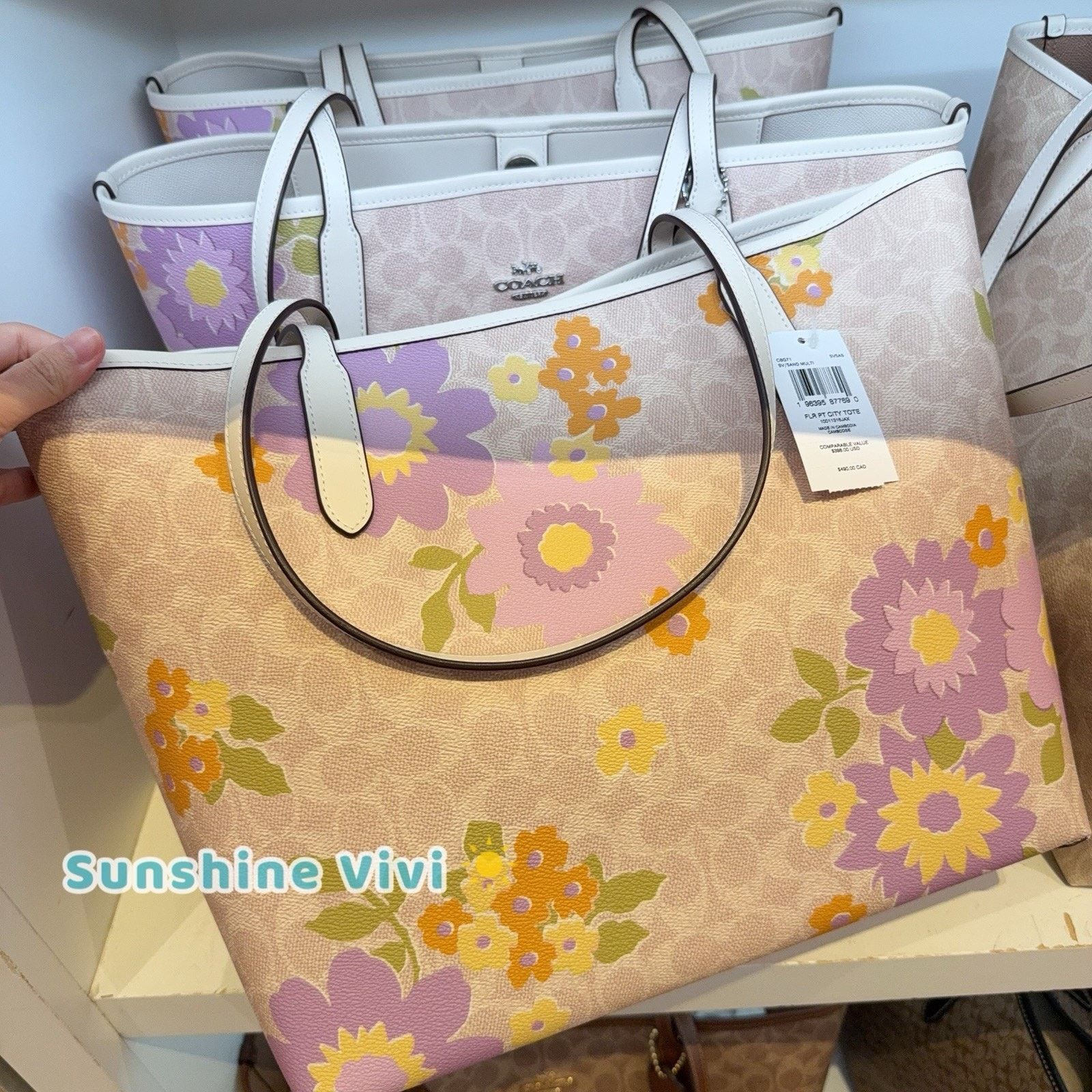 Coach NWT COACH City Tote Bag Signature Canvas Floral Print CBG71 Size ONE SIZE - 3 Thumbnail