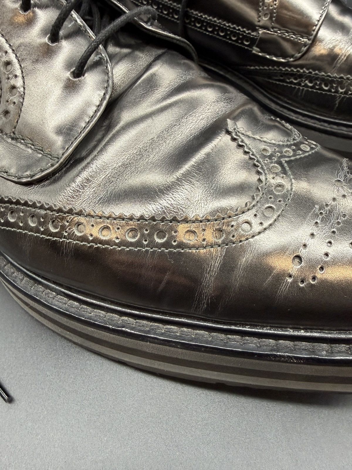 Prada PRADA Metallic Leather Platform Wingtip Brogue Oxford-US 11 Size US 11 / EU 44 - 22 Thumbnail