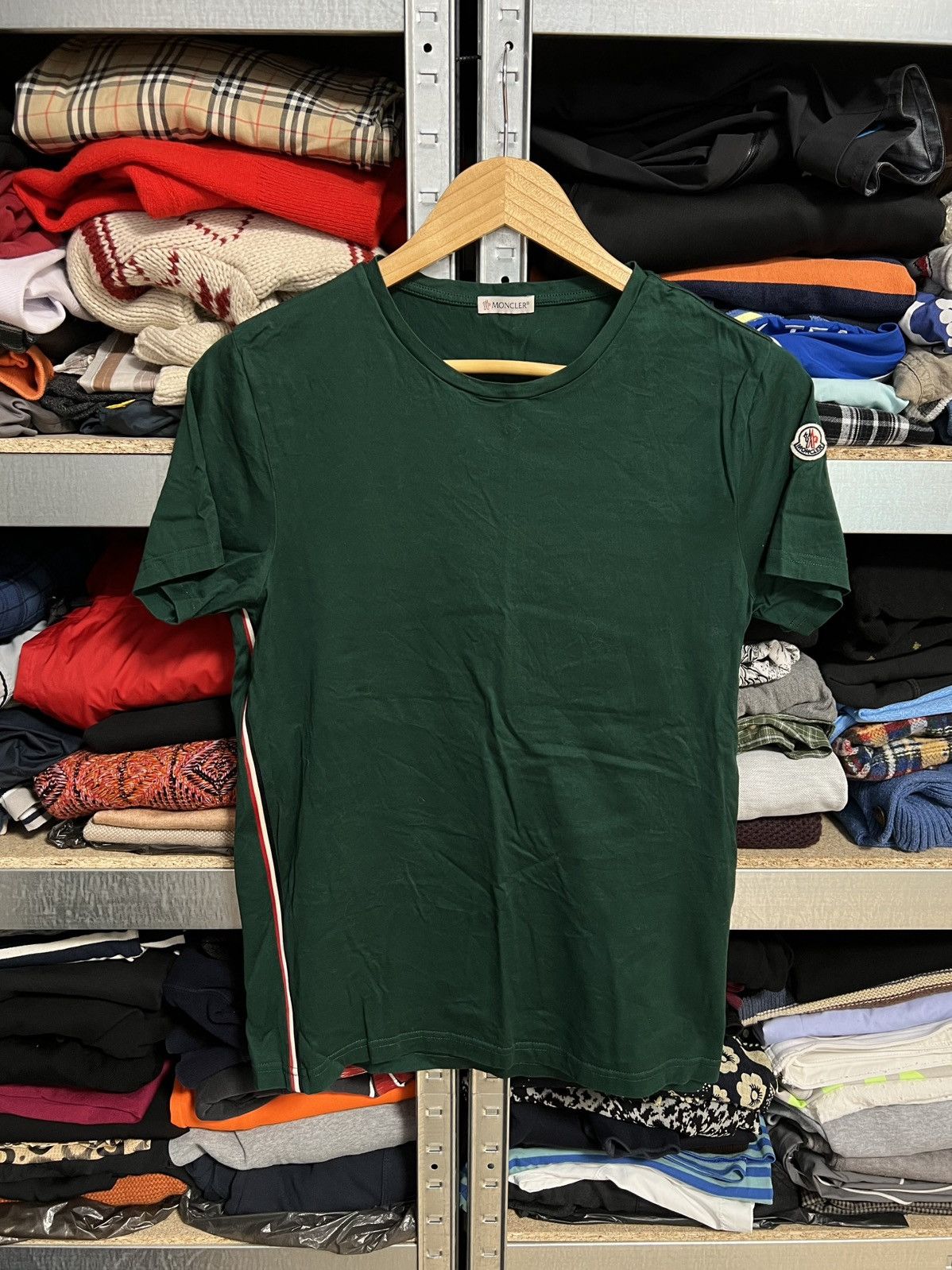 Women’s Moncler Maglia T-Shirt Logo Short Sleeve Green Sz S