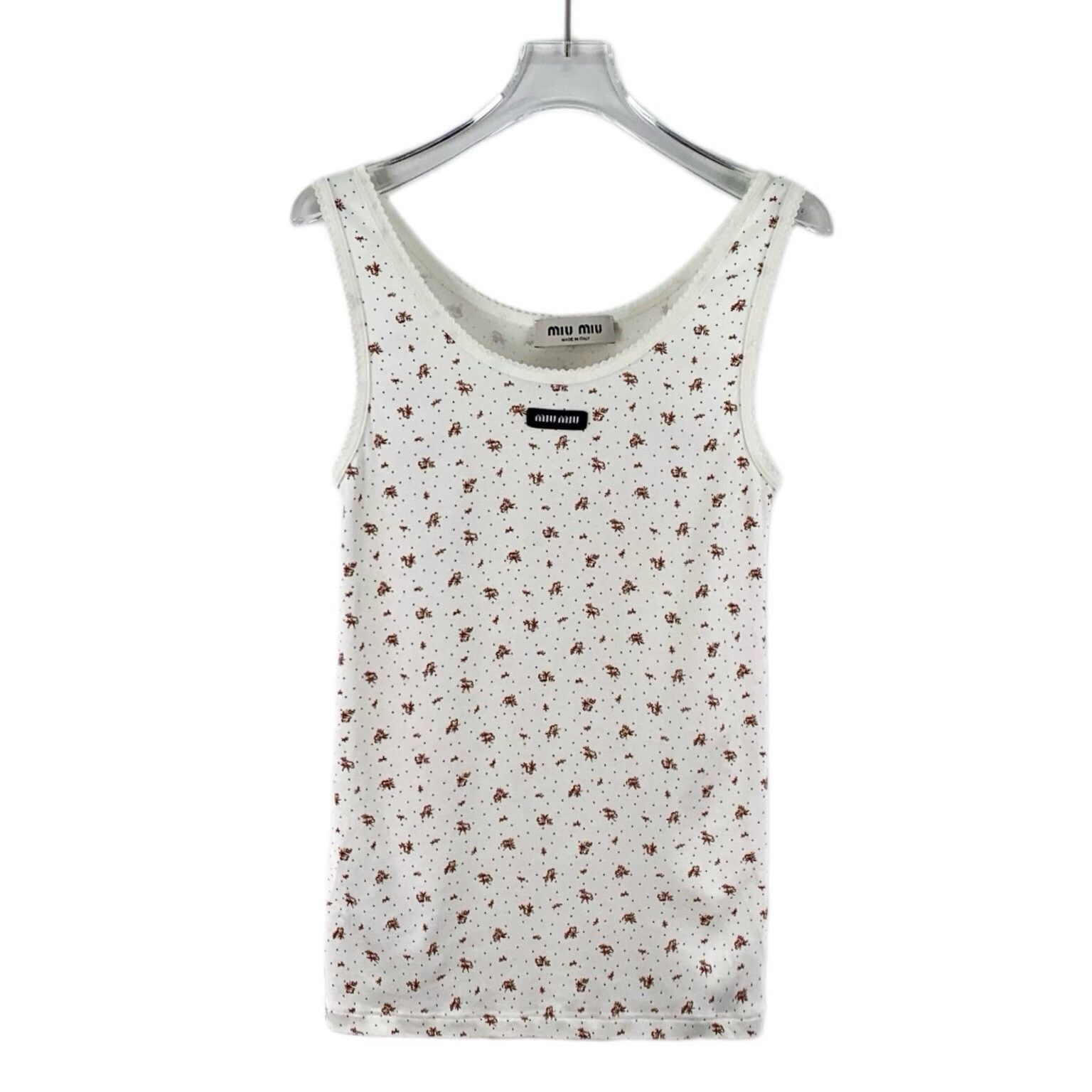 Miu Miu Miu Miu Cotton White Tank Top L Women Size L / US 10 / IT 46 - 1 Thumbnail