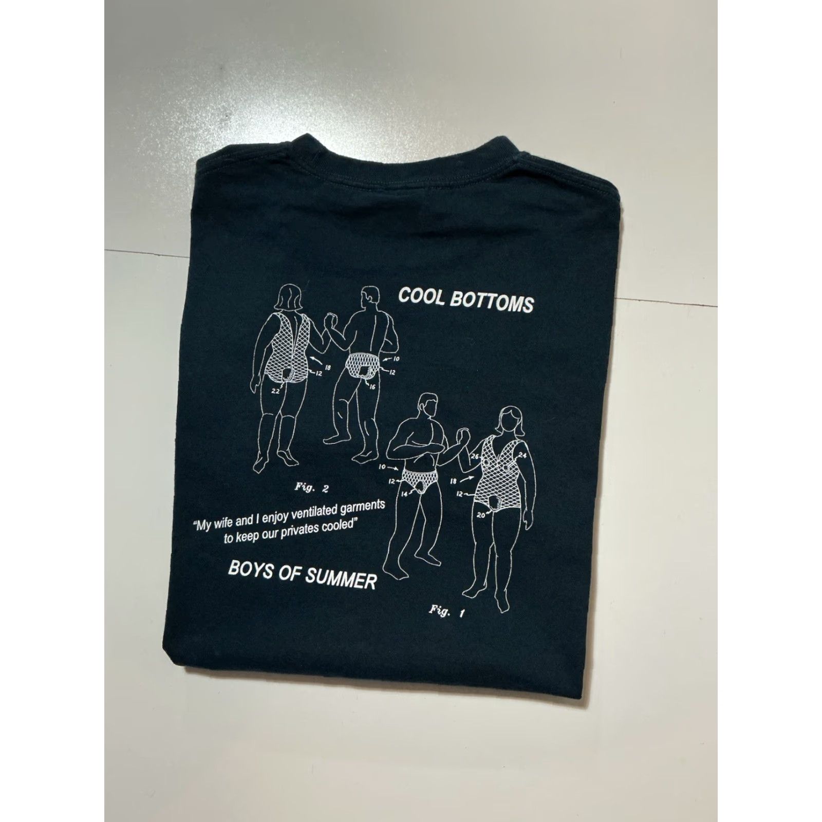Vintage VINTAGE Boys Of Summer Body Magic Cool Bottoms Ventilated Garments Graphic T-Shirt Sz. L Boys Mens Large Blue Crewneck S/S T-Shirt Size US L / EU 52-54 / 3 - 2 Thumbnail