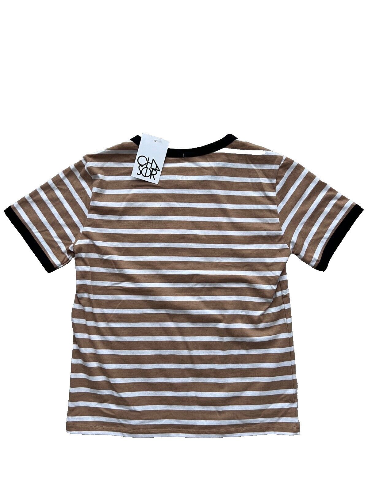 Chaser Brand Chaser Striped Bonjour Tee Brown / White ( XS ) Size XS / US 0-2 / IT 36-38 - 3 Thumbnail