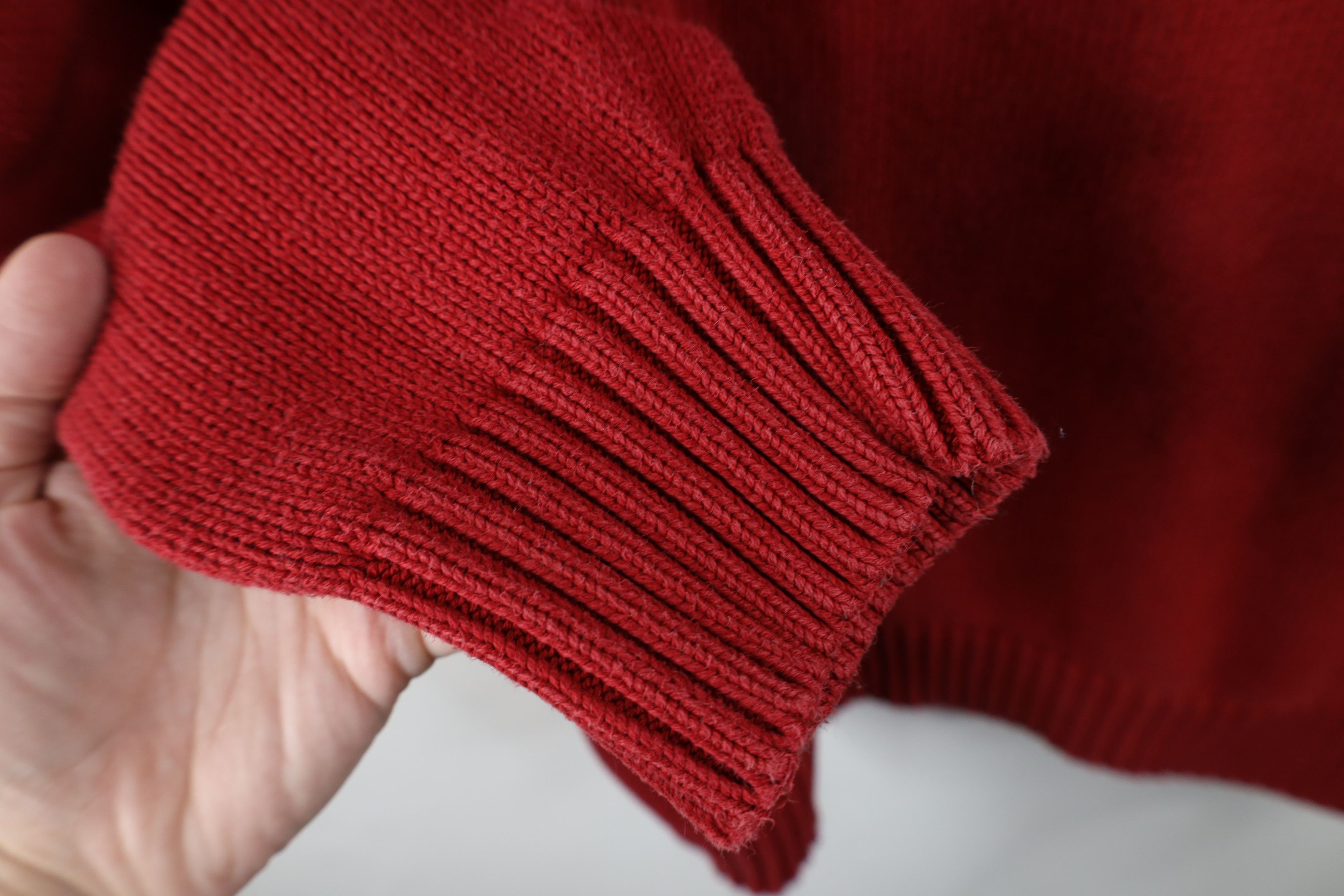 Lands' End Vintage 90s Lands End Blank Cotton Knit Crewneck Sweater Red Size US L / EU 52-54 / 3 - 9 Thumbnail