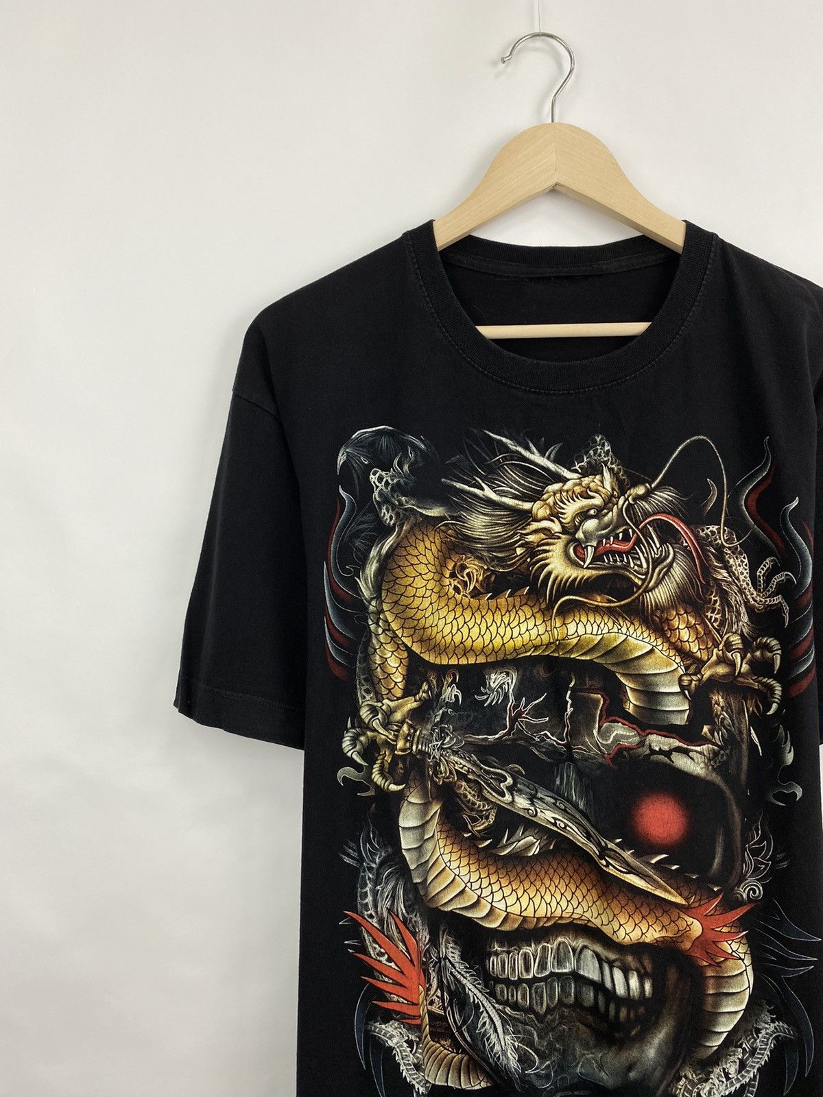 4GSELLER 💀 Vintage Y2K Skull Death Dragon Japan Style T-Shirt Rare Size US XL / EU 56 / 4 - 5 Thumbnail