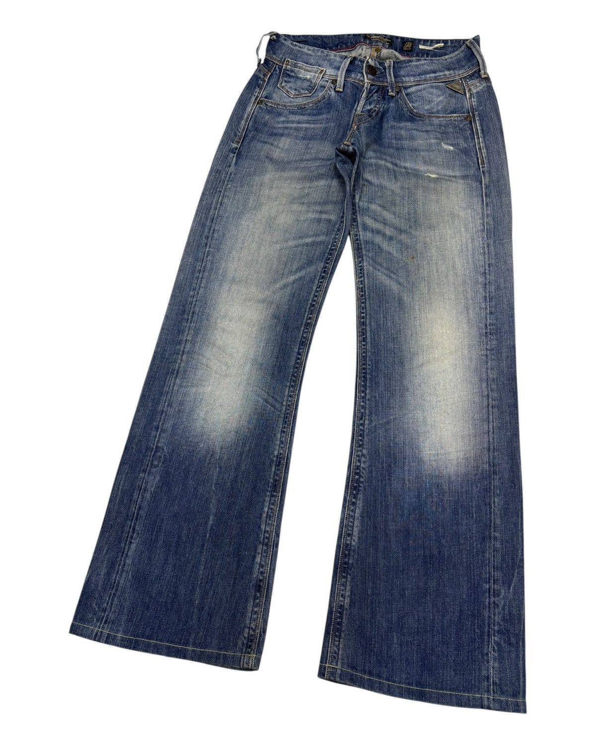 If Six Was Nine Replay R81 Wide Leg Flare Jeans Distressed Denim Size US 30 / EU 46 - 5 Thumbnail
