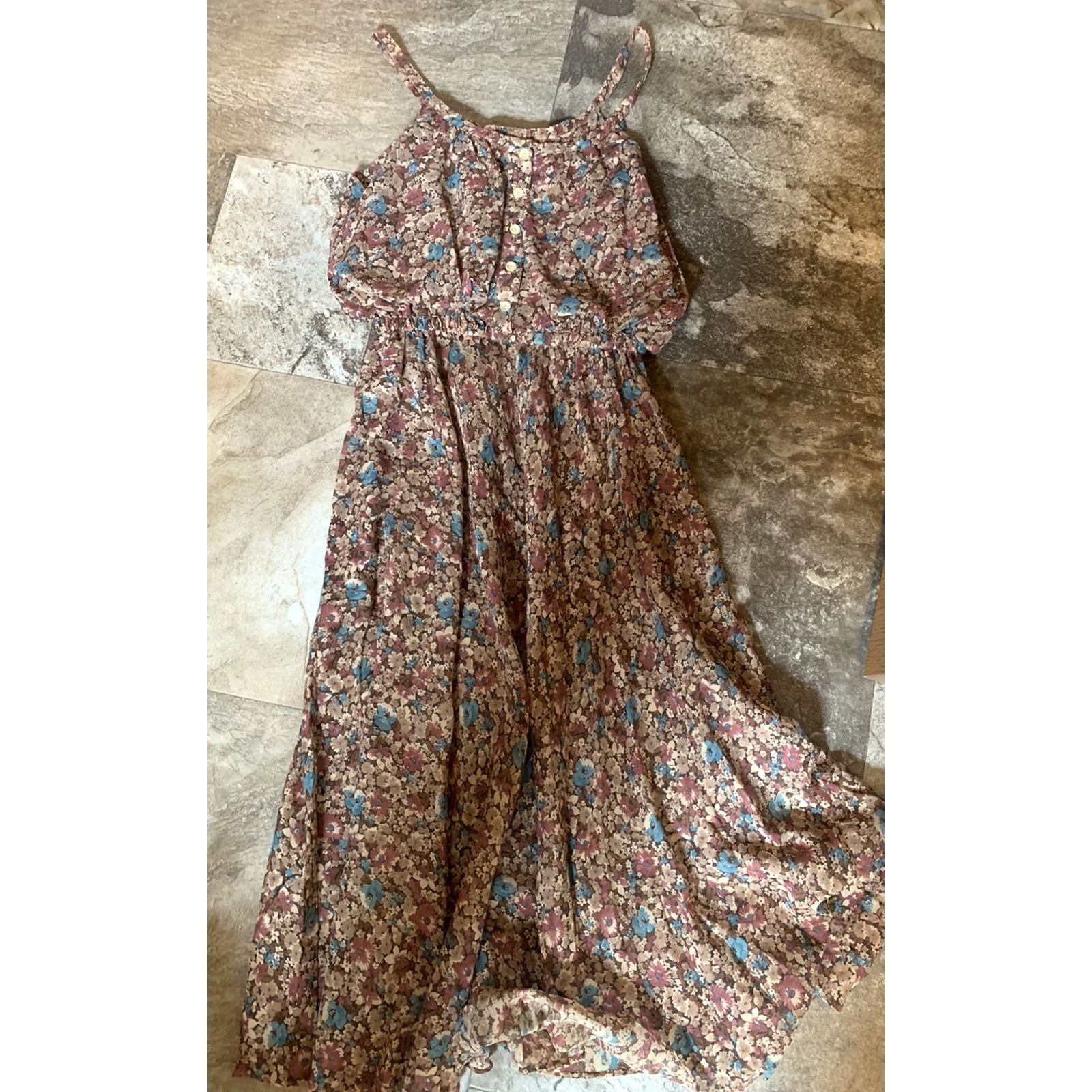 Vintage VINTAGE Pixie Sportswear of CA Inc Tank Maxi Dress Sz 9 Floral Brown Size M / US 6-8 / IT 42-44 - 2 Thumbnail