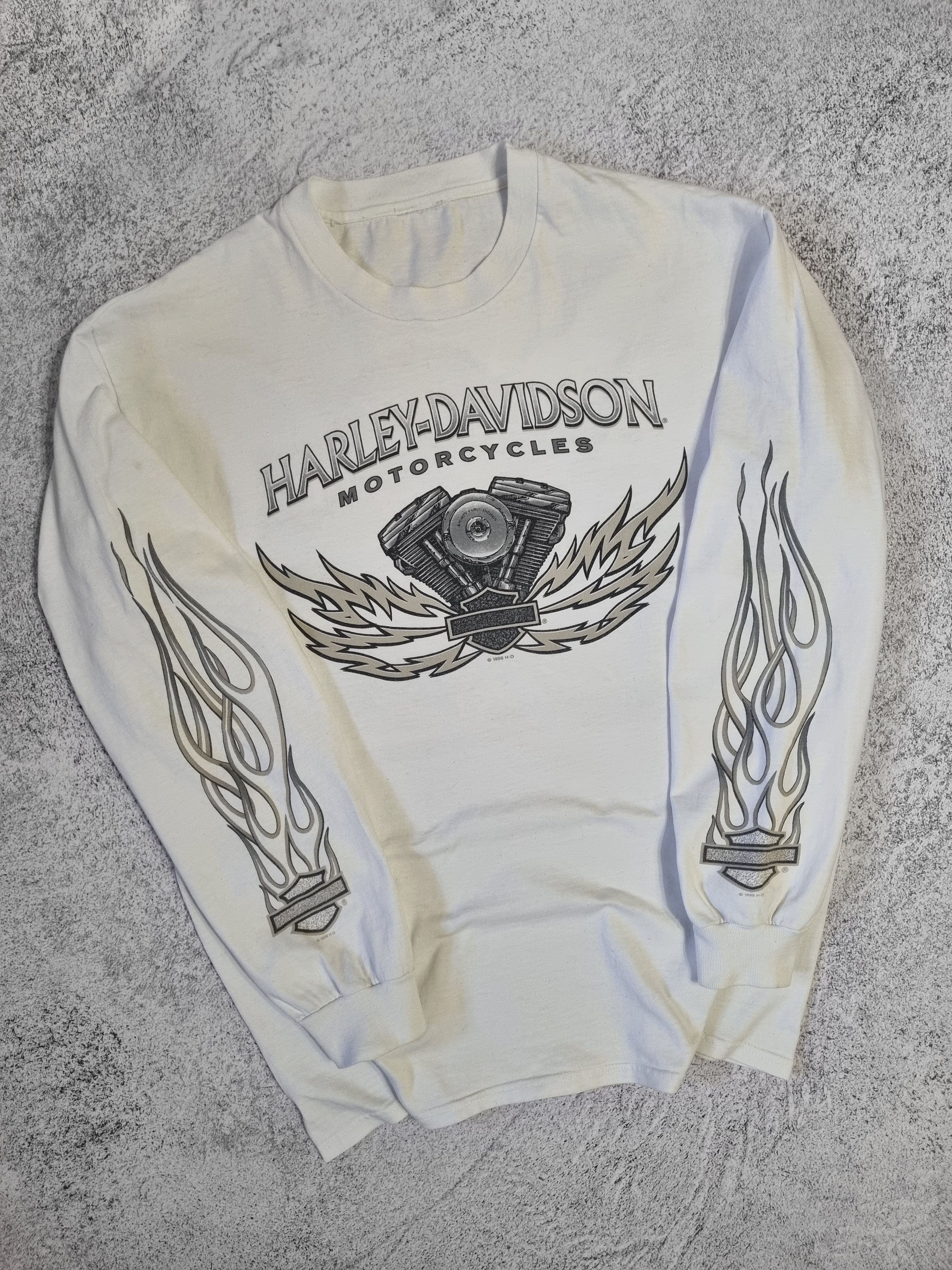 Harley Davidson Vintage 1996 Harley Davidson Flame Logo Oklahoma Long Sleeve Size US M / EU 48-50 / 2 - 2 Thumbnail