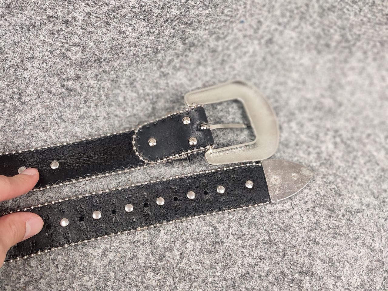 Le Grande Bleu (L.G.B.) Vintage with cross BB. Simon Style Belt Black Leather Y2K Size ONE SIZE - 13 Thumbnail