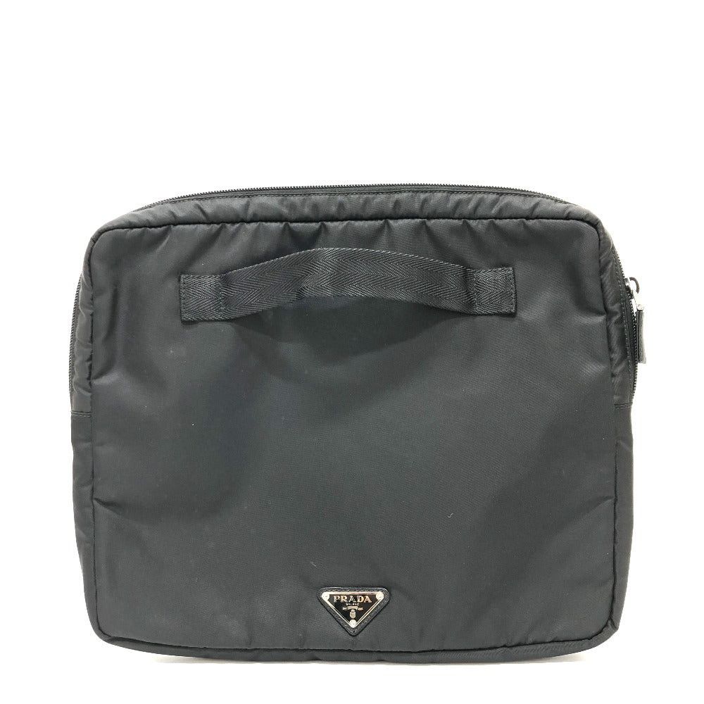 Prada Prada Handbag Pc Case Triangle Logo Clutch Bag Nylon Unisex Black Size ONE SIZE - 1 Thumbnail