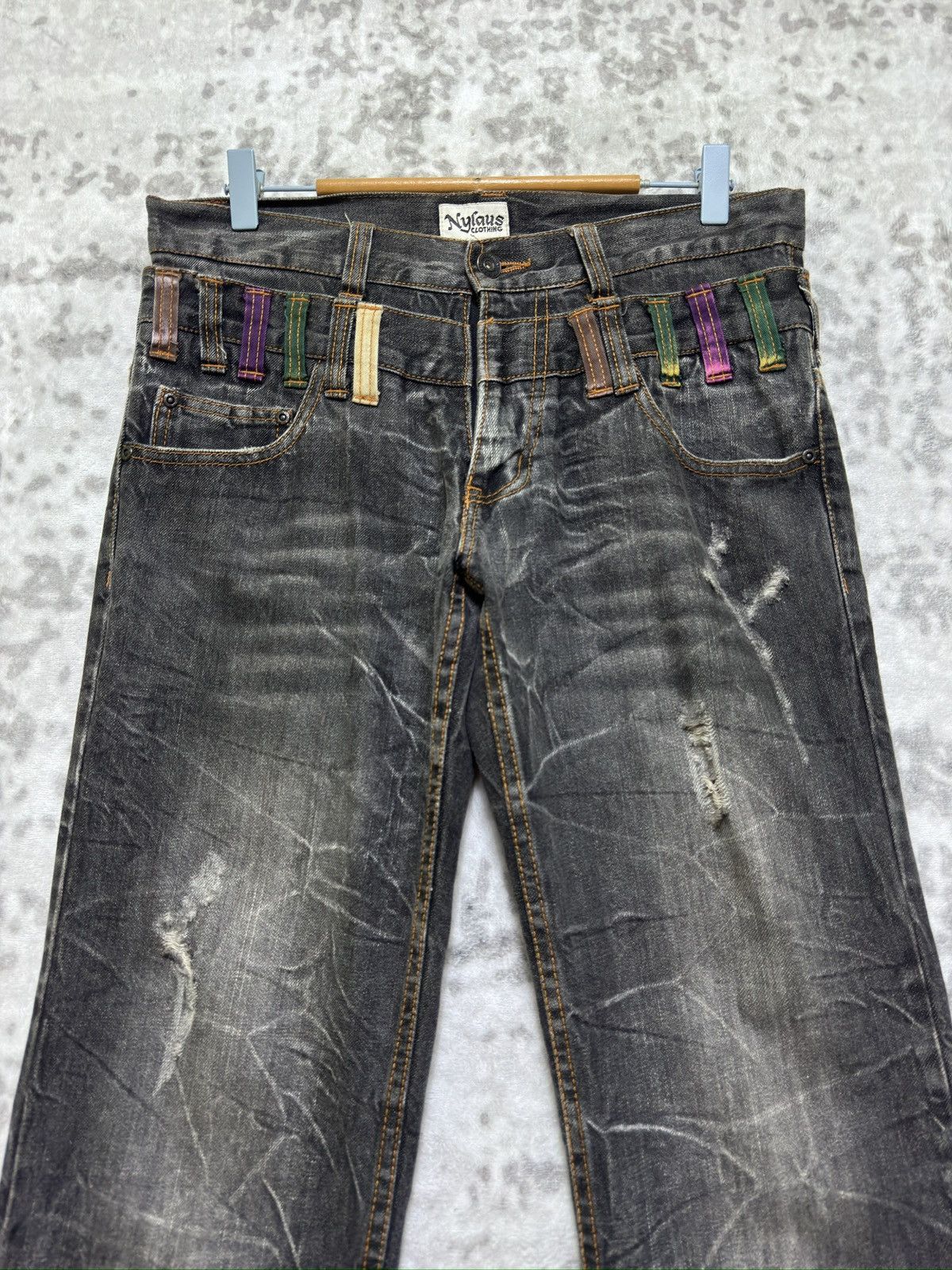Hysteric Glamour Vintage Y2K Nylaus Double Waist Acid Wash Distressed Denim Size US 31 - 3 Thumbnail