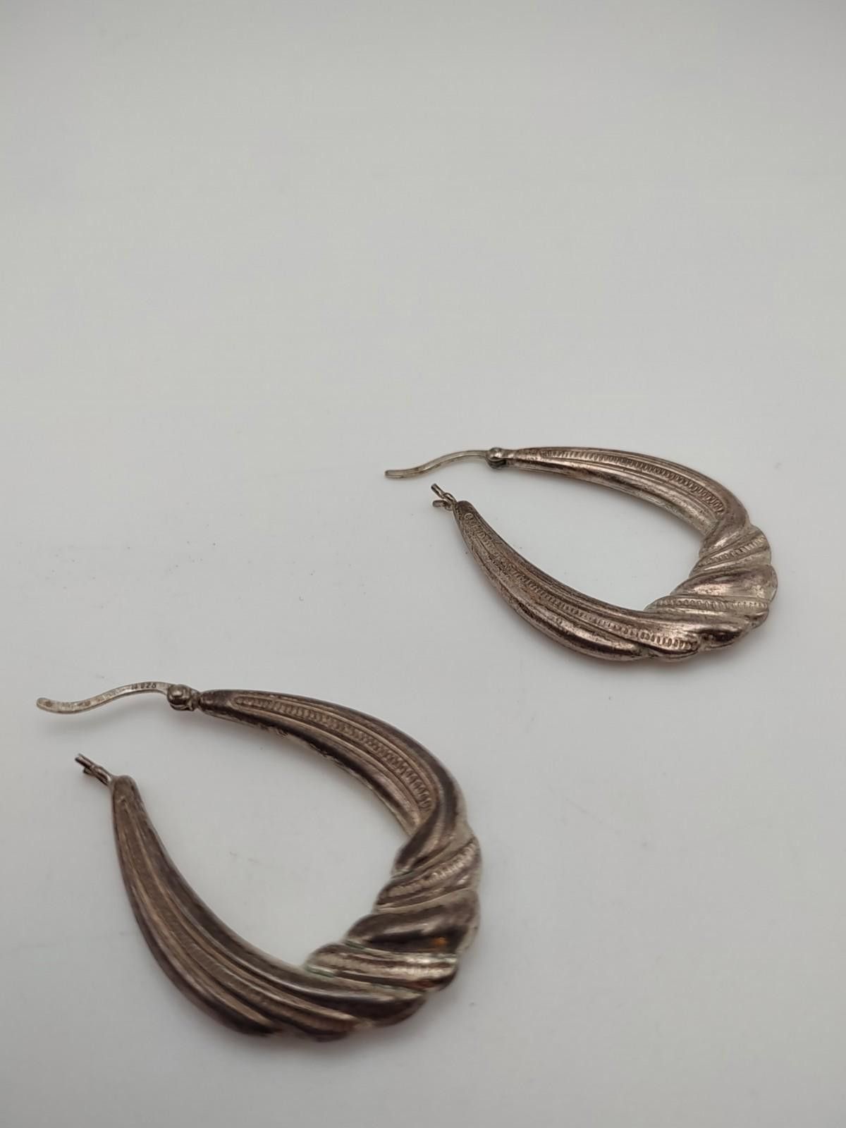 The Unbranded Brand Vintage 925 Sterling Silver Shrimp Ribbed Hoop Earrings 4.3g Size ONE SIZE - 3 Thumbnail
