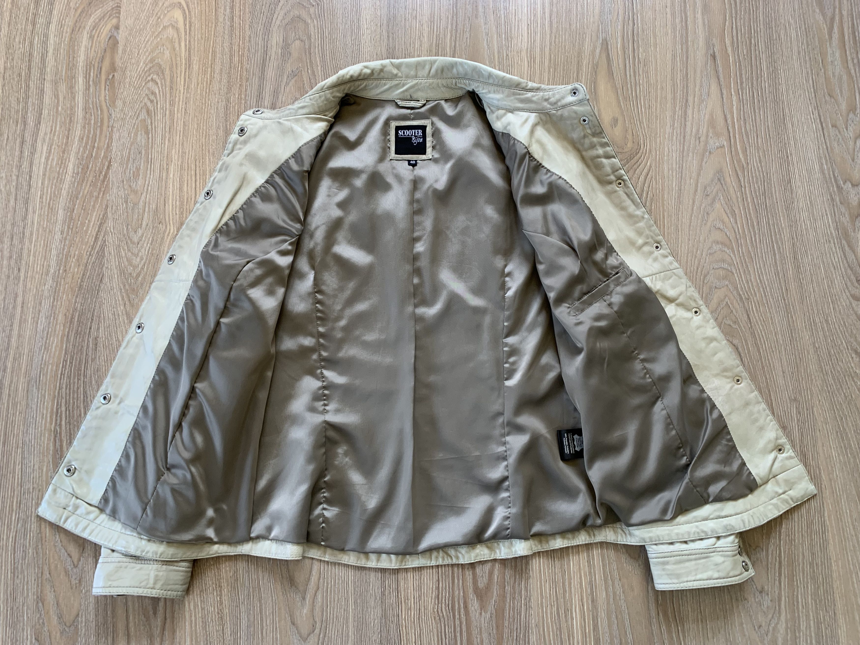 Japanese Brand Scooter Vintage Womens Beige Soft Leather Jacket Size S / US 4 / IT 40 - 4 Thumbnail