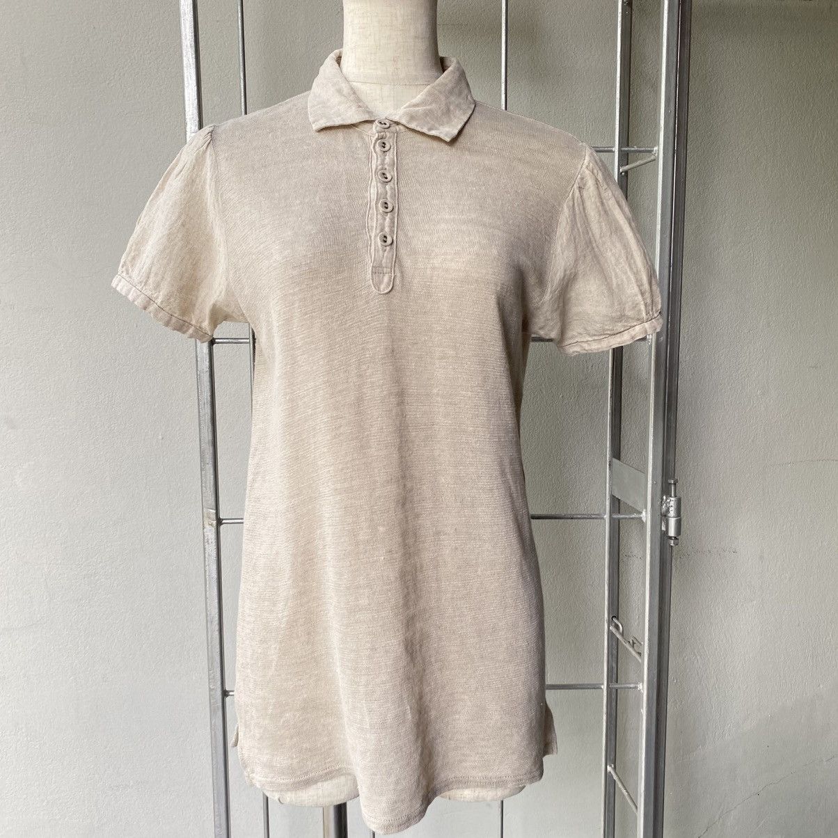 Kapital KAPITAL Beige Puff Sleeve Polo Top Size S / US 4 / IT 40 - 14 Thumbnail