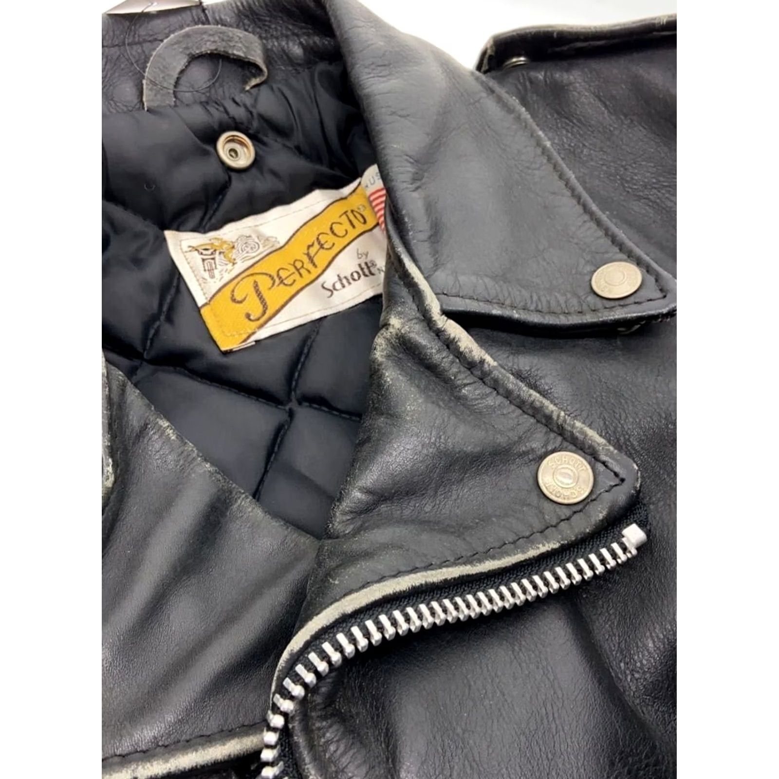 Schott VINTAGE Schott Perfecto Double Leather Riders Jacket 36 Black Mens Jacket Short Leather Bike 80s 90s Size US XXS / EU 40 - 6 Thumbnail
