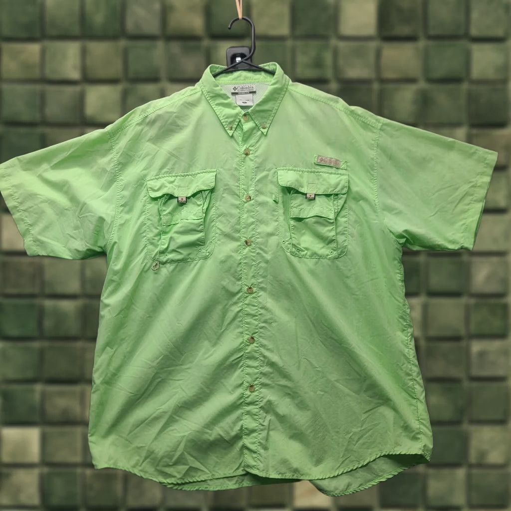 Vintage Columbia PFG Omni-Shade Shirt Mens XL Relaxed Fit Button-Up Pocketed Vented Lightweight Breathable UV Green Shorts Sleeve Casual Outdoor Fishing Shirt Size US XL / EU 56 / 4 - 1 Thumbnail