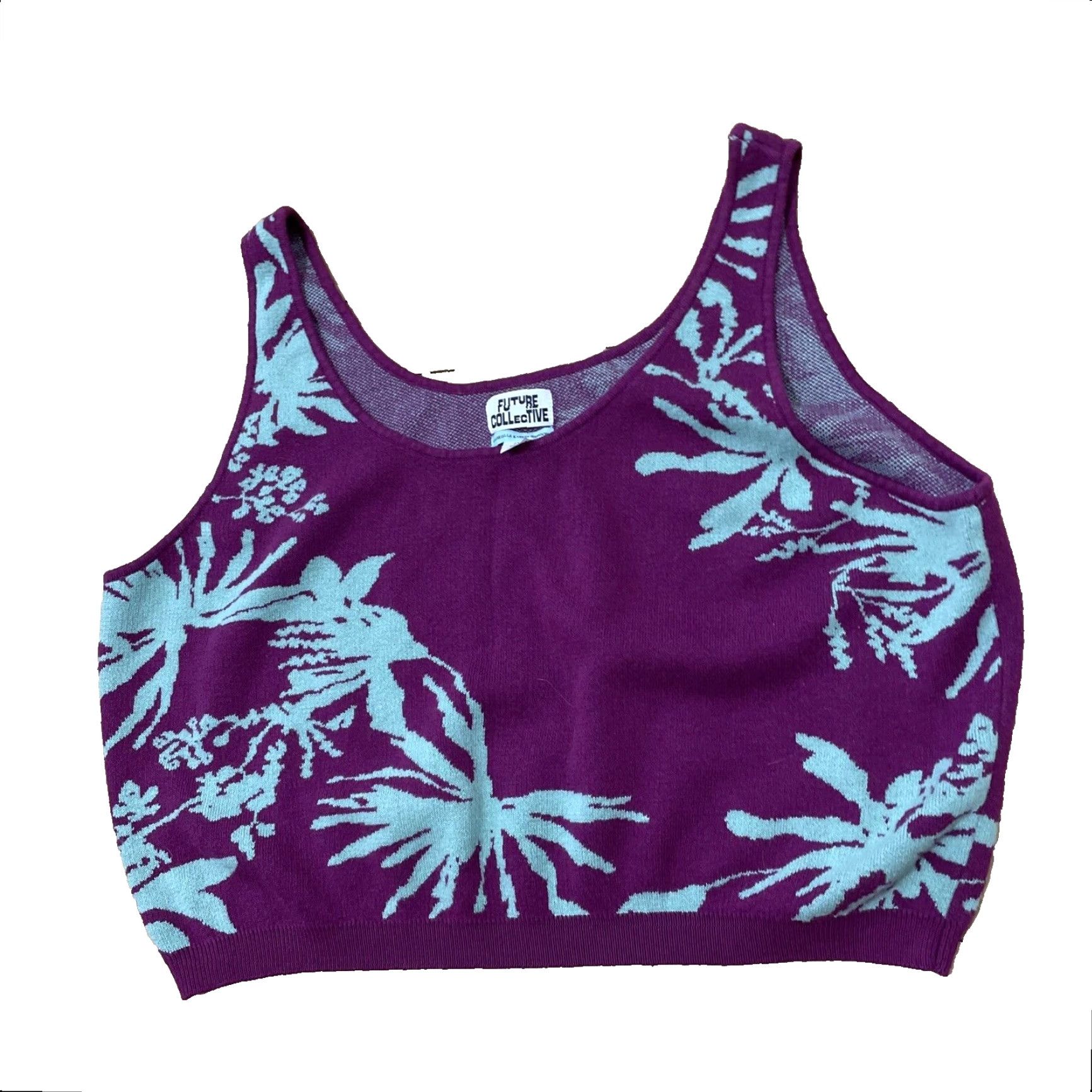 Vintage FUTURE COLLECTIVE Gabriella Karefa-Johnson Knit Tank Top Womens 2X Purple Floral Shirt Tank Women 2X Purple Floral Size XXL / US 16-18 / IT 52-54 - 2 Thumbnail