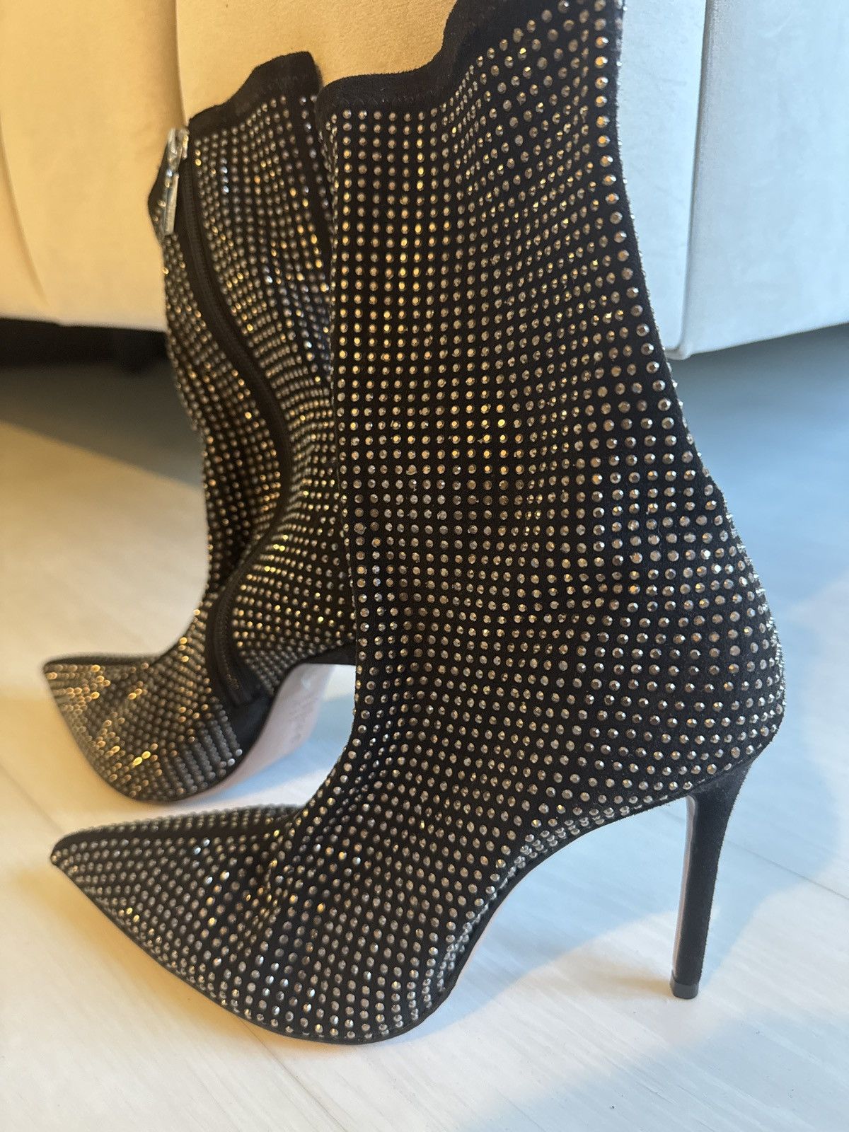 Steve Madden Lightly Used Steve Madden Wifey black rhinestone boots Size US 7 / IT 37 - 2 Thumbnail