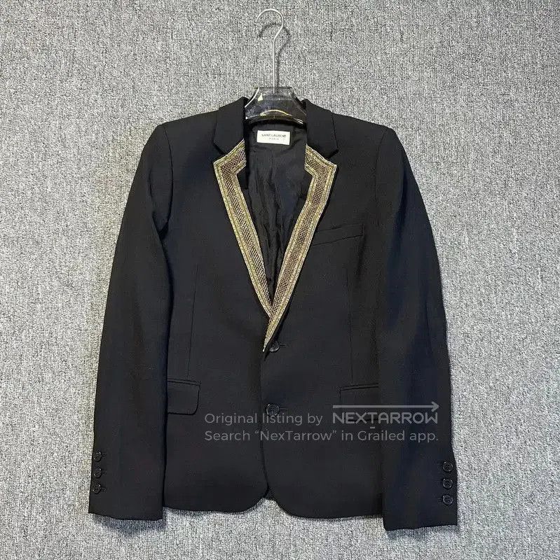 Yves Saint Laurent Black Wool Embroidered Jacket .