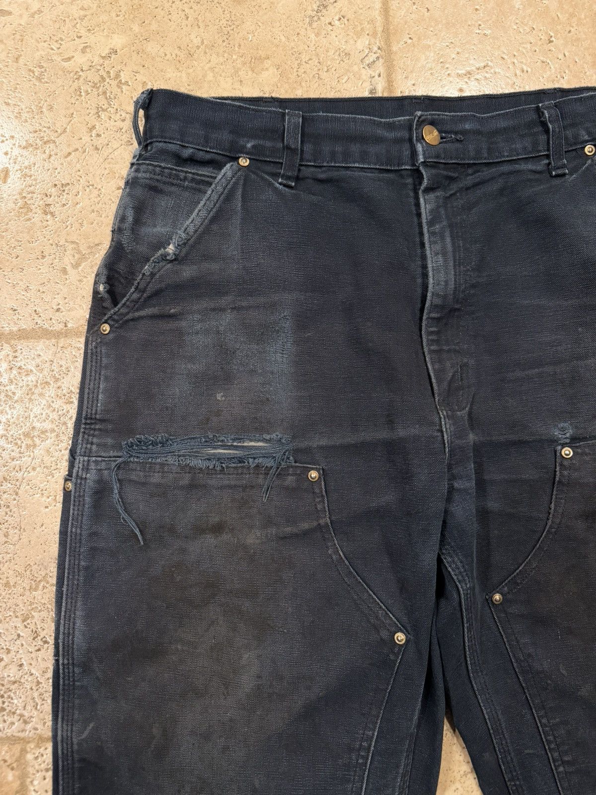 Carhartt Vintage Carhartt Carpenter Double Knees Distress Black Pants Size US 34 / EU 50 - 4 Thumbnail