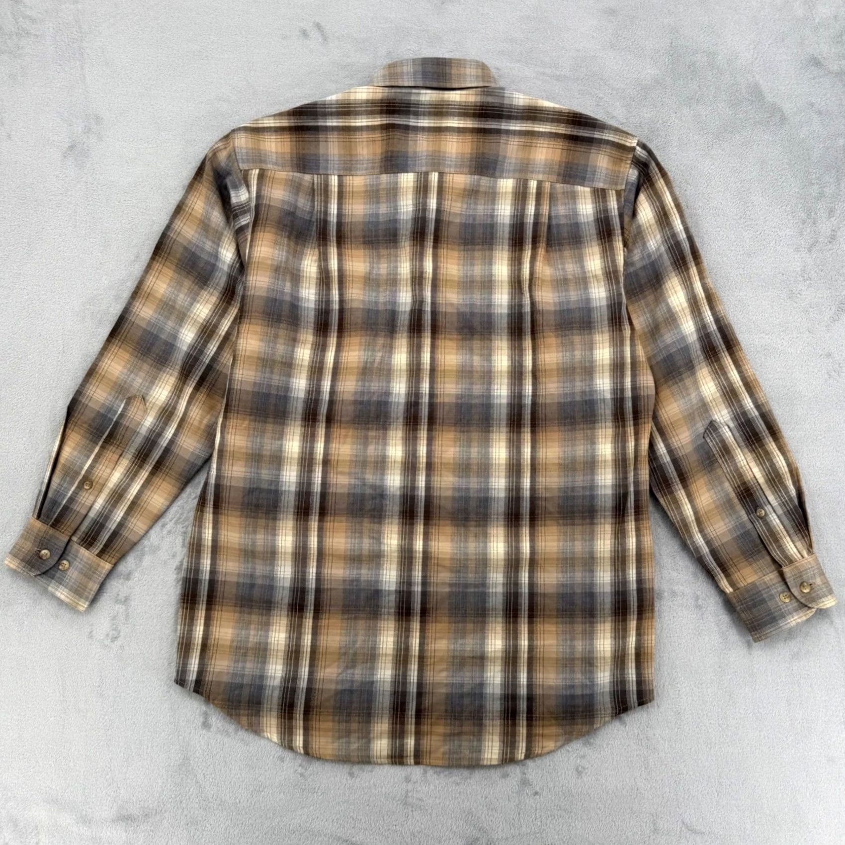 Pendleton Sir Pendleton Mens Plaid Worsted Wool Button-Down Shirt Tan Brown Grey M Size US M / EU 48-50 / 2 - 7 Thumbnail