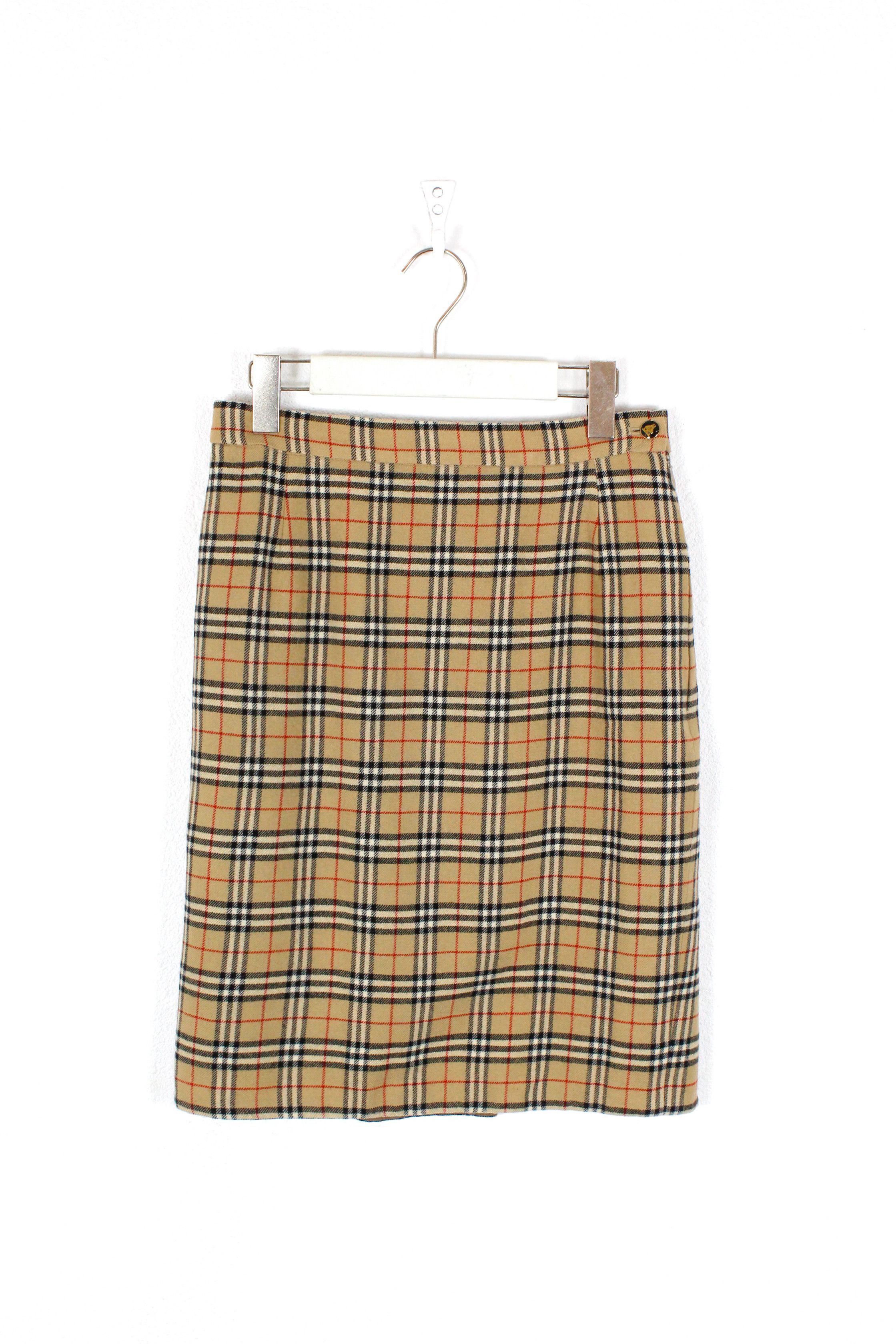 Burberry × Burberry Prorsum Vintage Burberry Beige Check Wool Skirt 90s Size 28" / US 6 / IT 42 - 1 Thumbnail