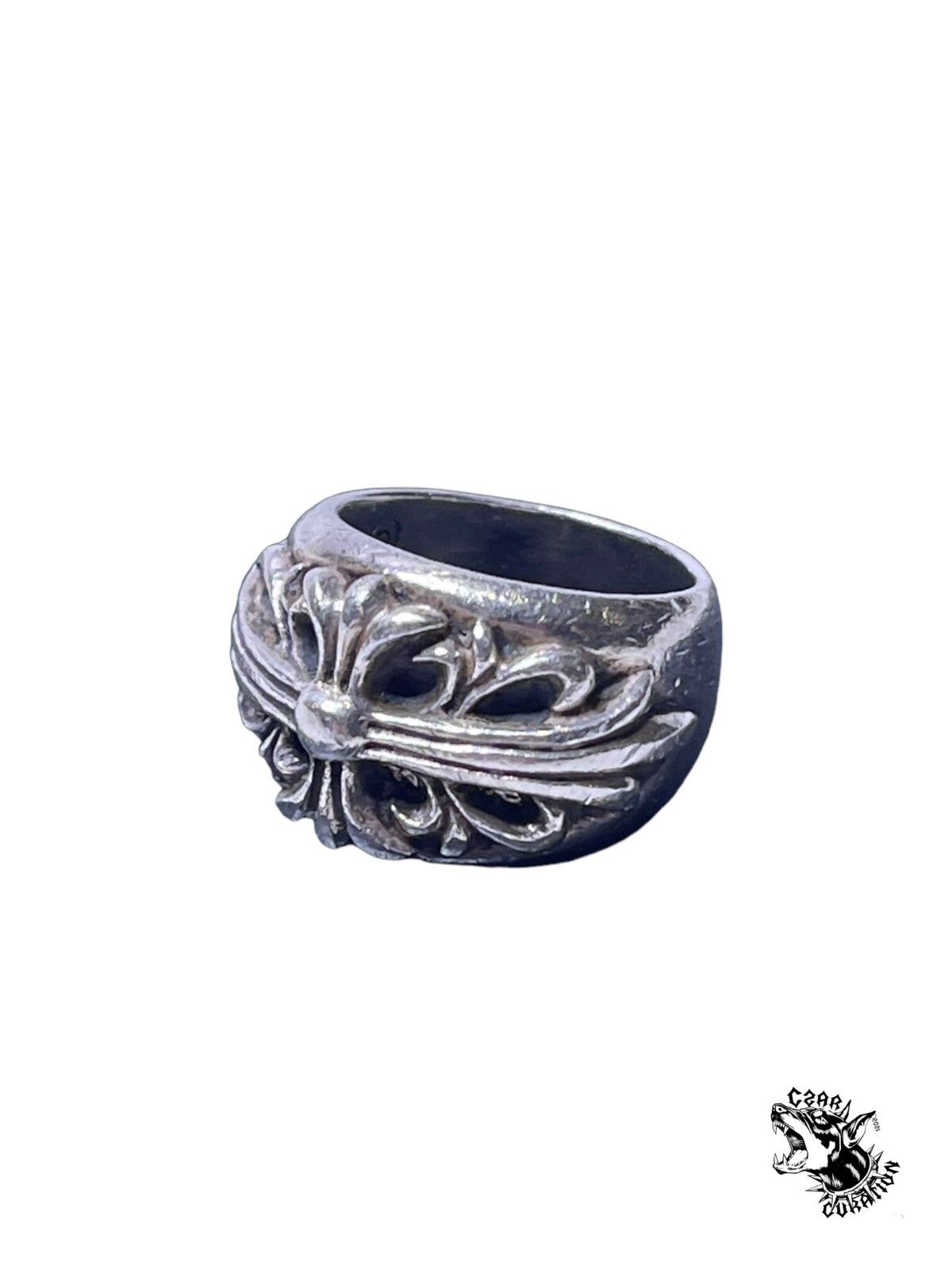 Pre-owned Chrome Hearts Vintage Floral Pinky Ring In Silver