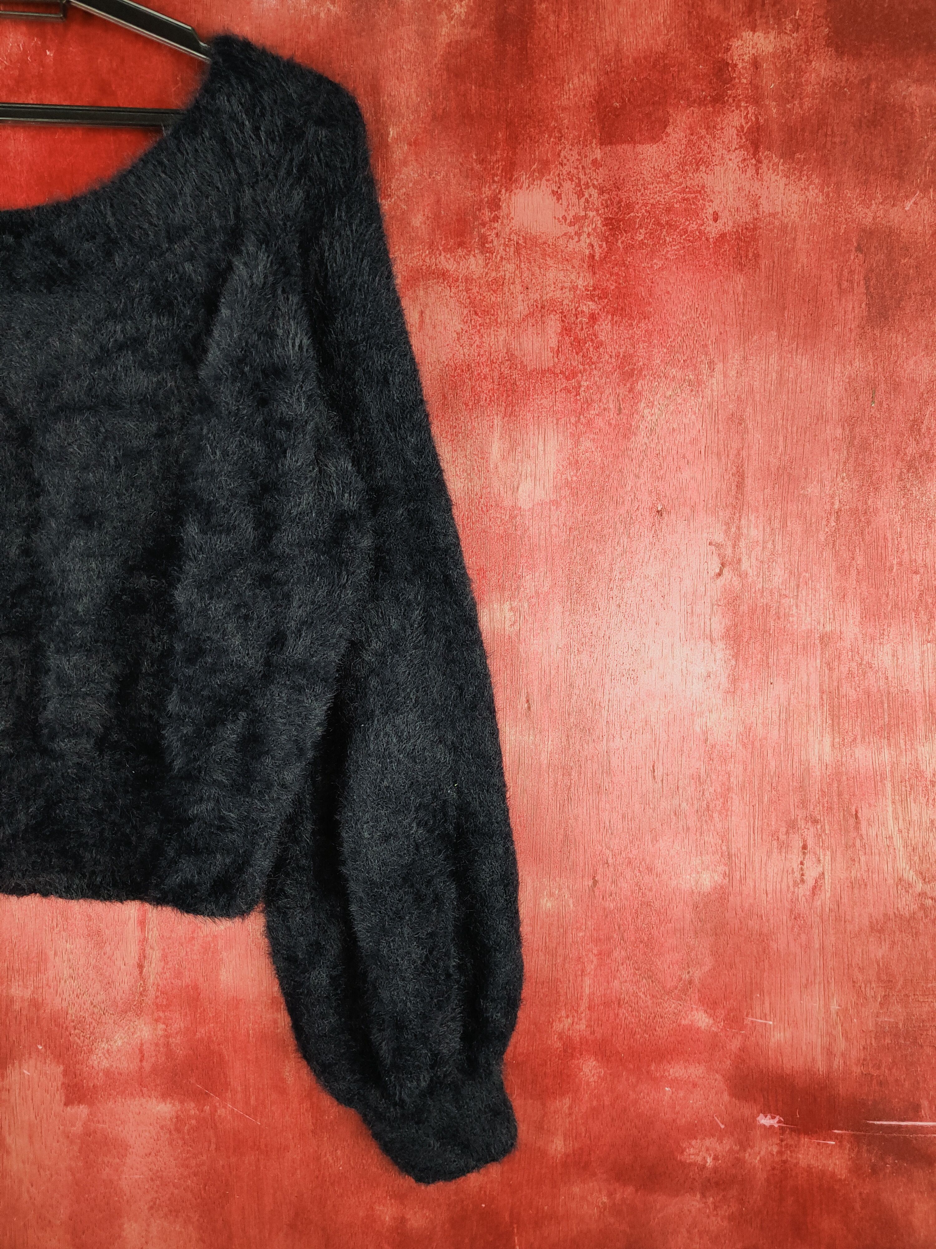 Aran Isles Knitwear Juniorsweet Dark Navy Shag Shaggy Fur Mohair Knitwear #S1944 Size M / US 6-8 / IT 42-44 - 5 Thumbnail