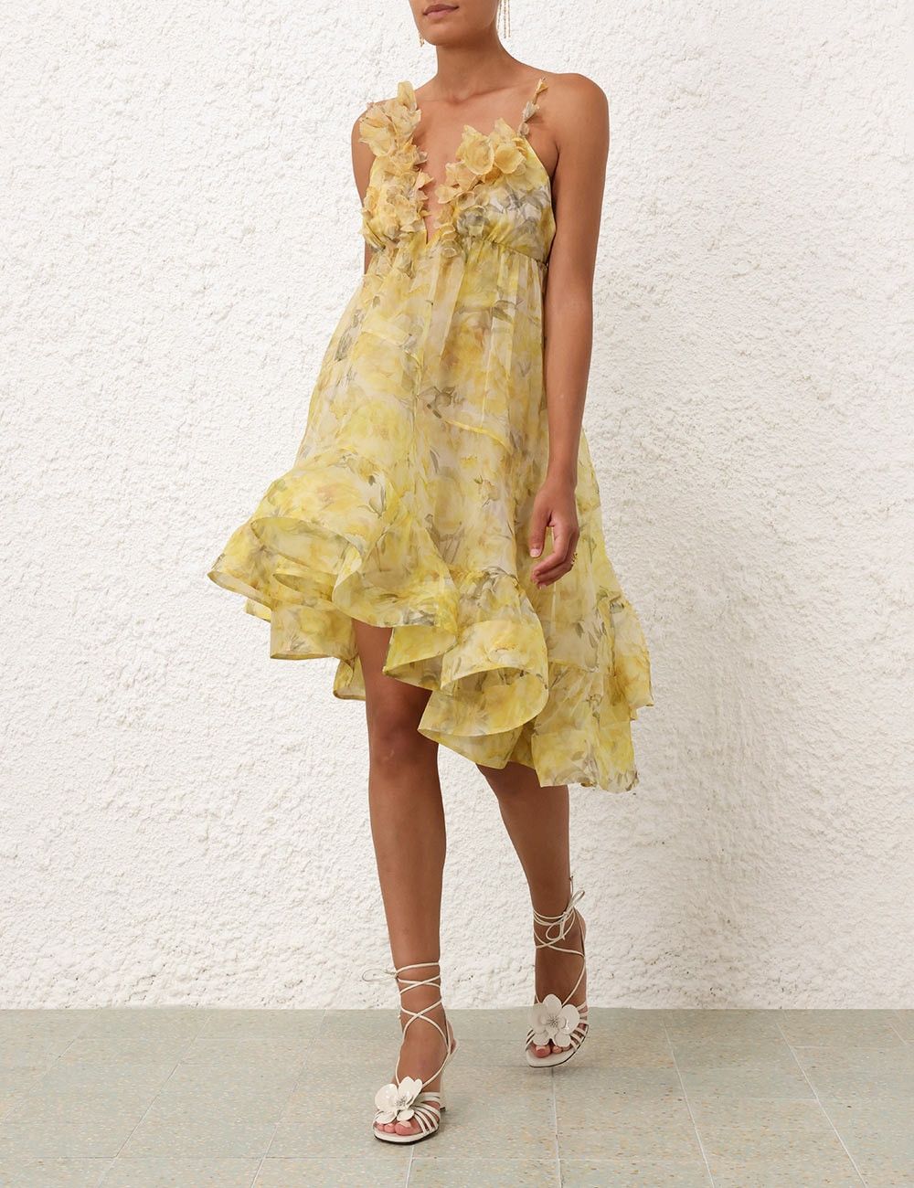 Zimmermann oc11z0525 Asymmetrical Mini Dress in Yellow Size S / US 4 / IT 40 - 2 Thumbnail