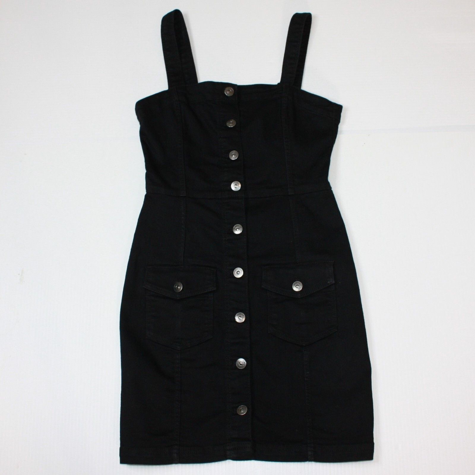 H&M Divided Women's Black Denim Overall Jumper Dress in size XS Size XS / US 0-2 / IT 36-38 - 2 Thumbnail