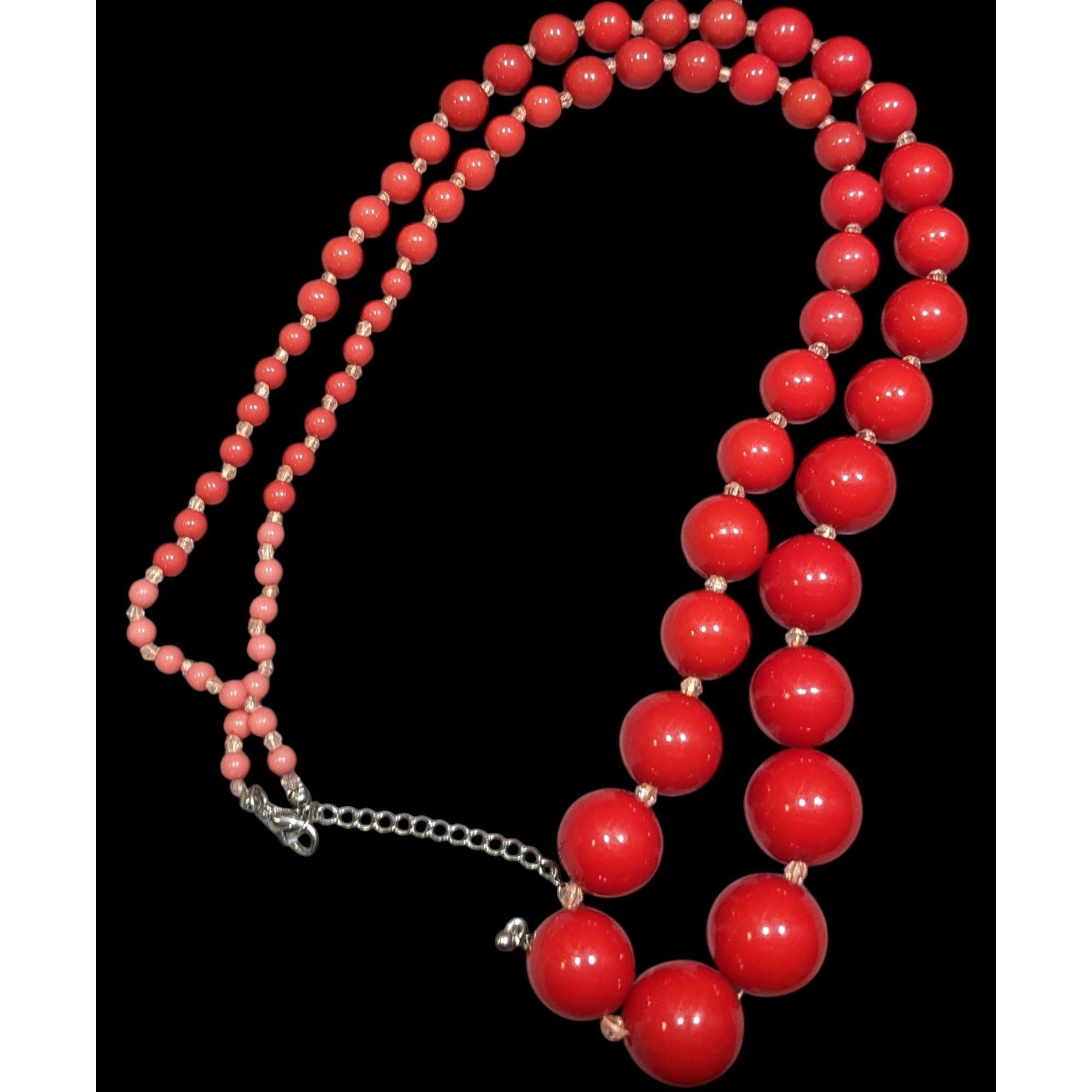 Other Vintage Red Lucite Graduated Beaded Necklace Size ONE SIZE - 1 Thumbnail