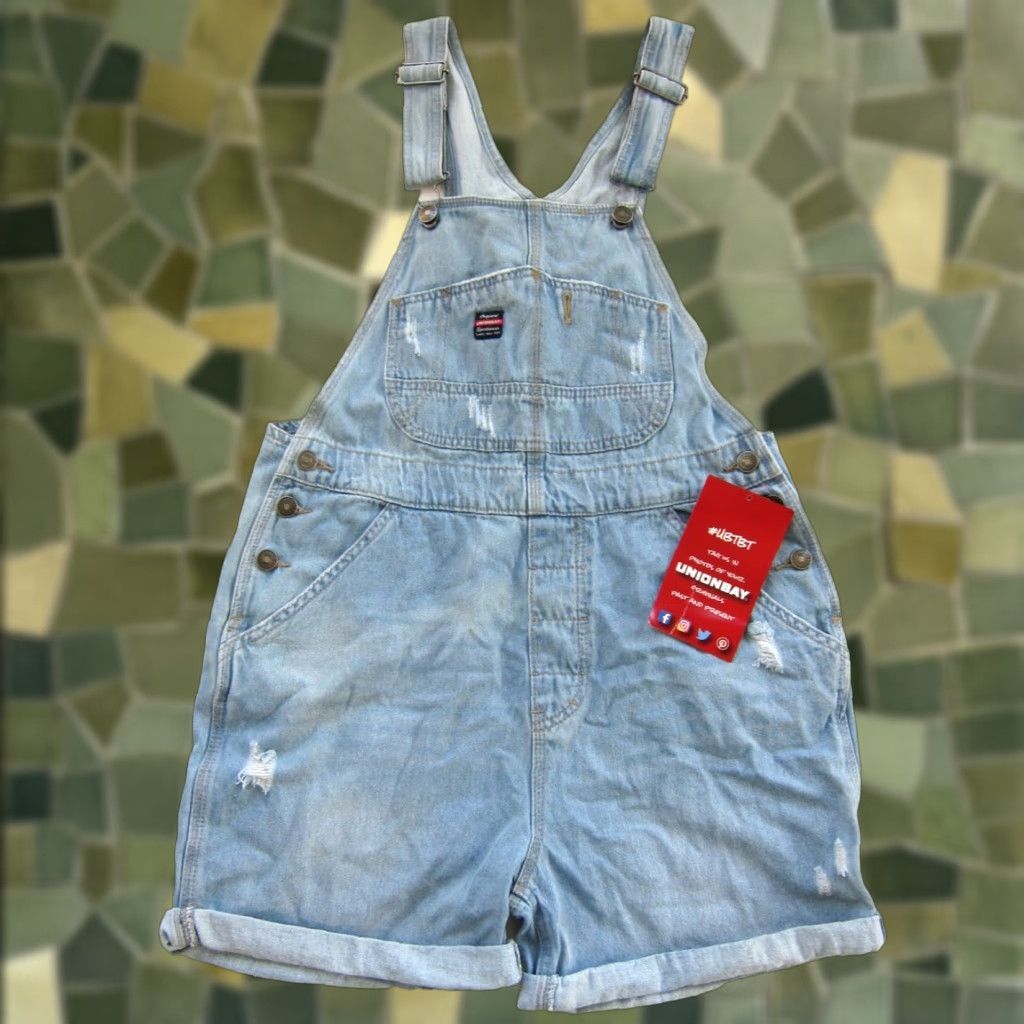 Vintage VINTAGE UNIONBAY NWT Mario Blue Cotton Distress Denim Overall Short Women S-M Jeans Denim Short Overall S-M Blue UnionBay NWT Women Size 28" / US 6 / IT 42 - 1 Thumbnail