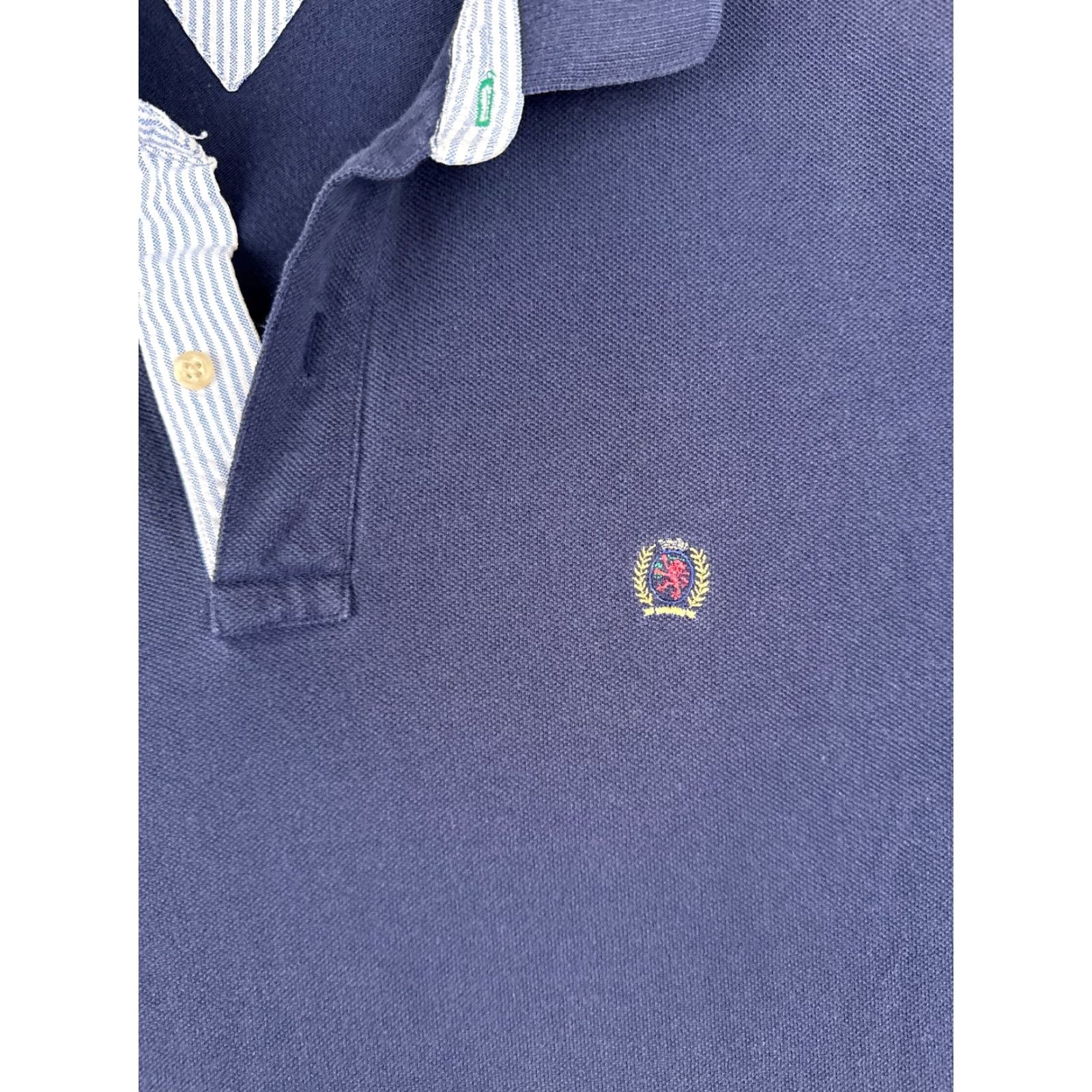 Tommy Hilfiger Tommy Hilfiger Polo Shirt Men Large Blue 100% Cotton Short Sleeve Crest Slim Fit Adult L Button Collar Logo Embroidered Casual Polo Shirt Mens Size US L / EU 52-54 / 3 - 6 Thumbnail
