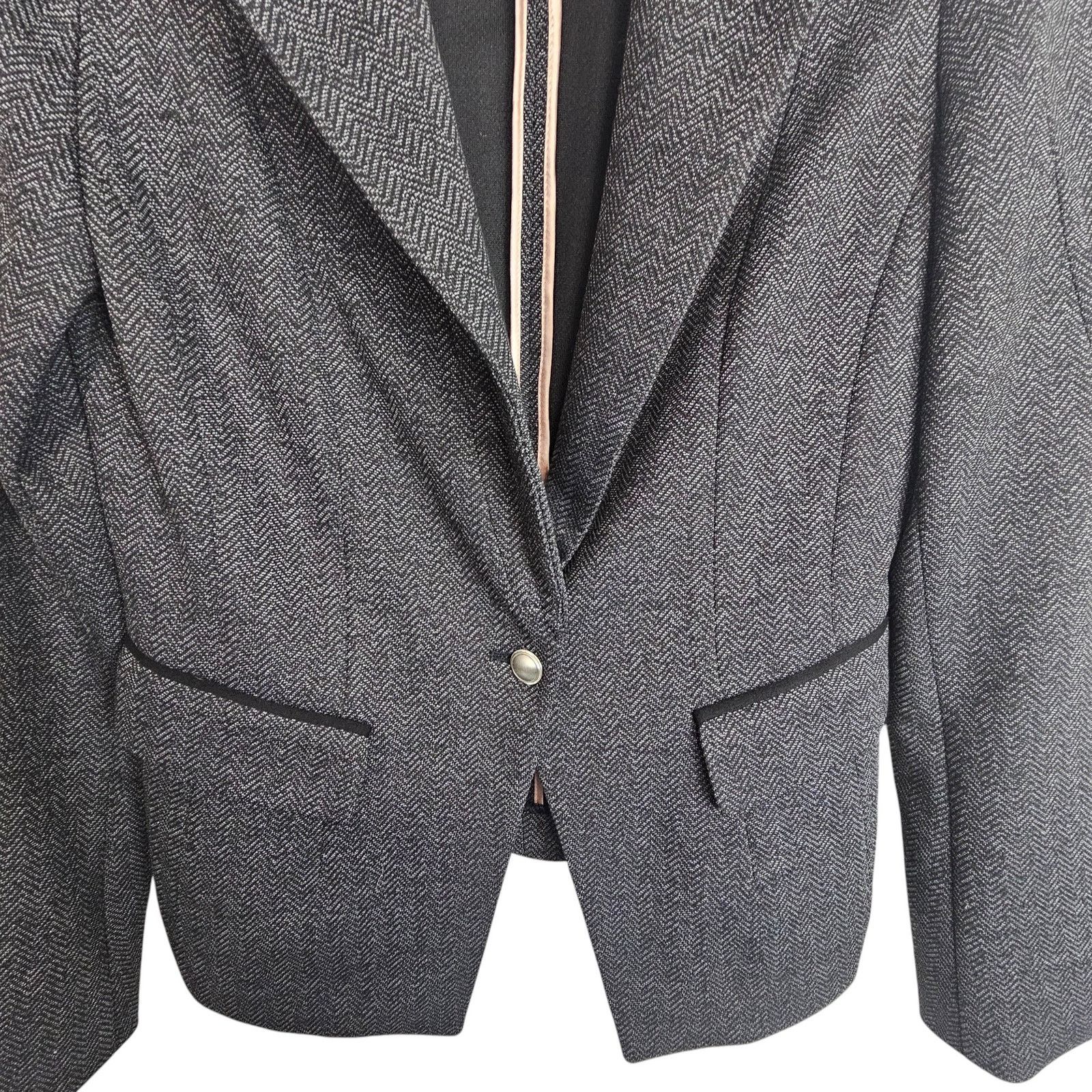 White House Black Market White House Black Market Womens Herringbone Blazer 10 Career Size L / US 10 / IT 46 - 3 Thumbnail