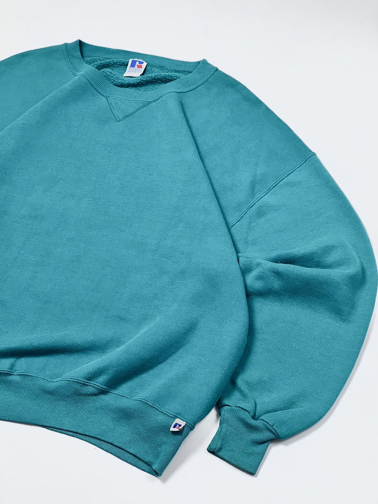Russell Athletic 1990s Russell Aqua Green Blank Sweatshirt / Crewneck Vintage Size US XXL / EU 58 / 5 - 2 Thumbnail