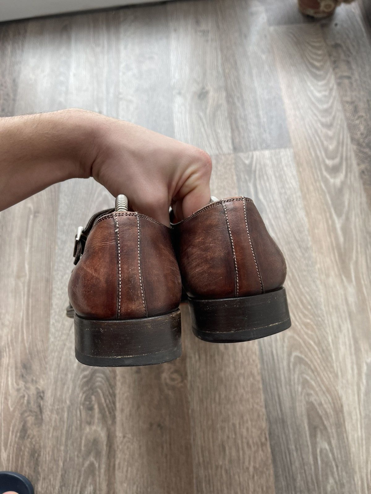 Santoni × Vintage Santoni Oxford Laced-Up In Black Leather Men shoes size 8 Size US 8.5 / EU 41-42 - 7 Thumbnail