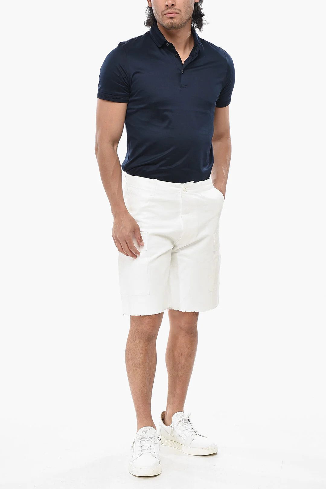 Gallery Dept. og1mm0426 Coated Cotton Cargo Short in White Size US 31 - 4 Thumbnail