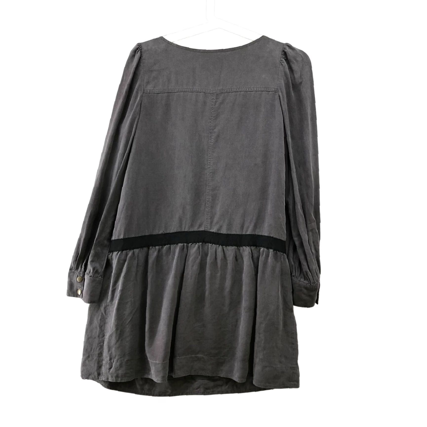 Vintage Jill Jill Stuart Japan Long Sleeve Mini Dress Womens S Gray Lyocell Zip Casual Round Crew Neck Short Dress Size S / US 4 / IT 40 - 2 Thumbnail