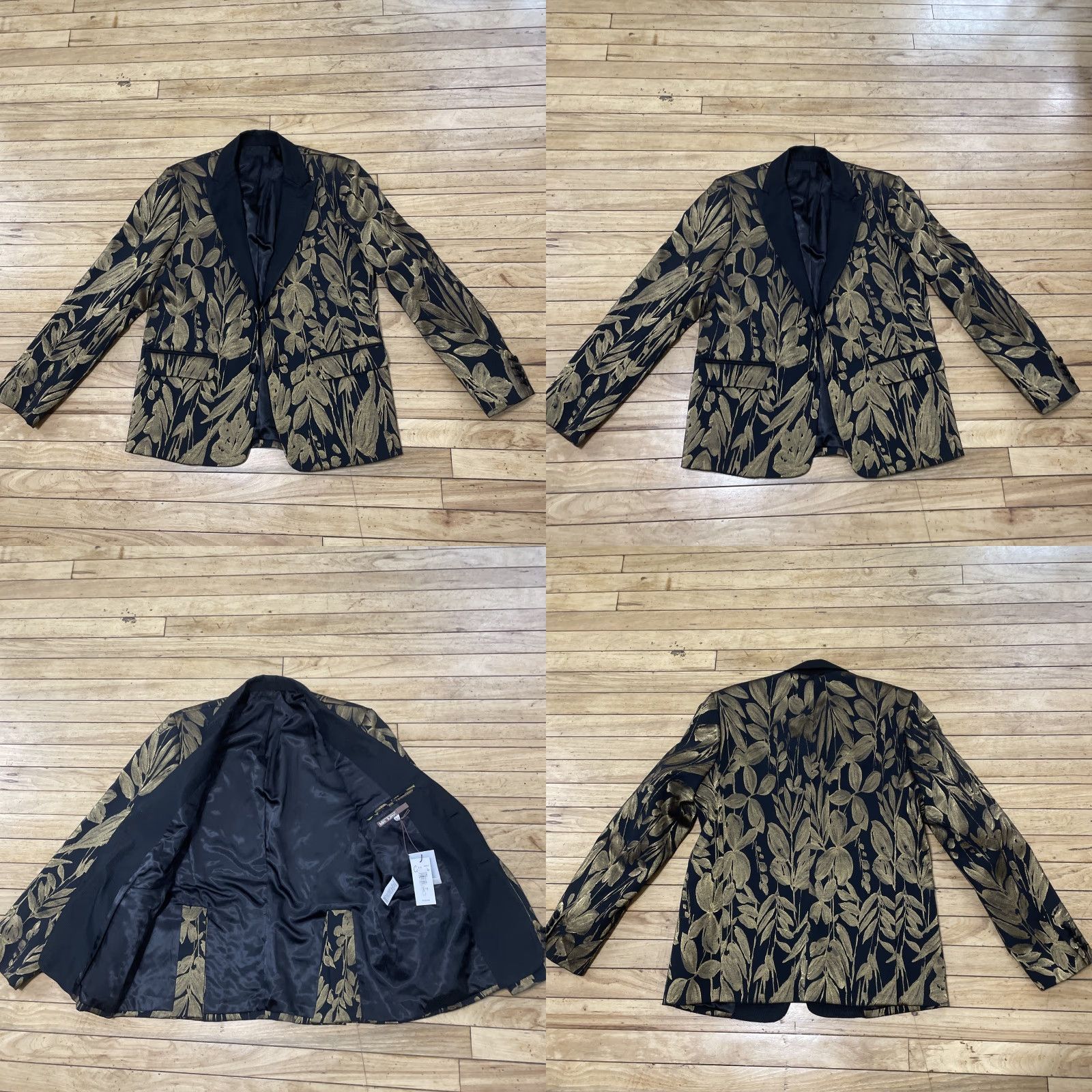 Mr Turk MR TURK Coleman Blazer Men 42 Black Gold Floral Brocade Designer Coat New 50 Size 42R - 11 Thumbnail