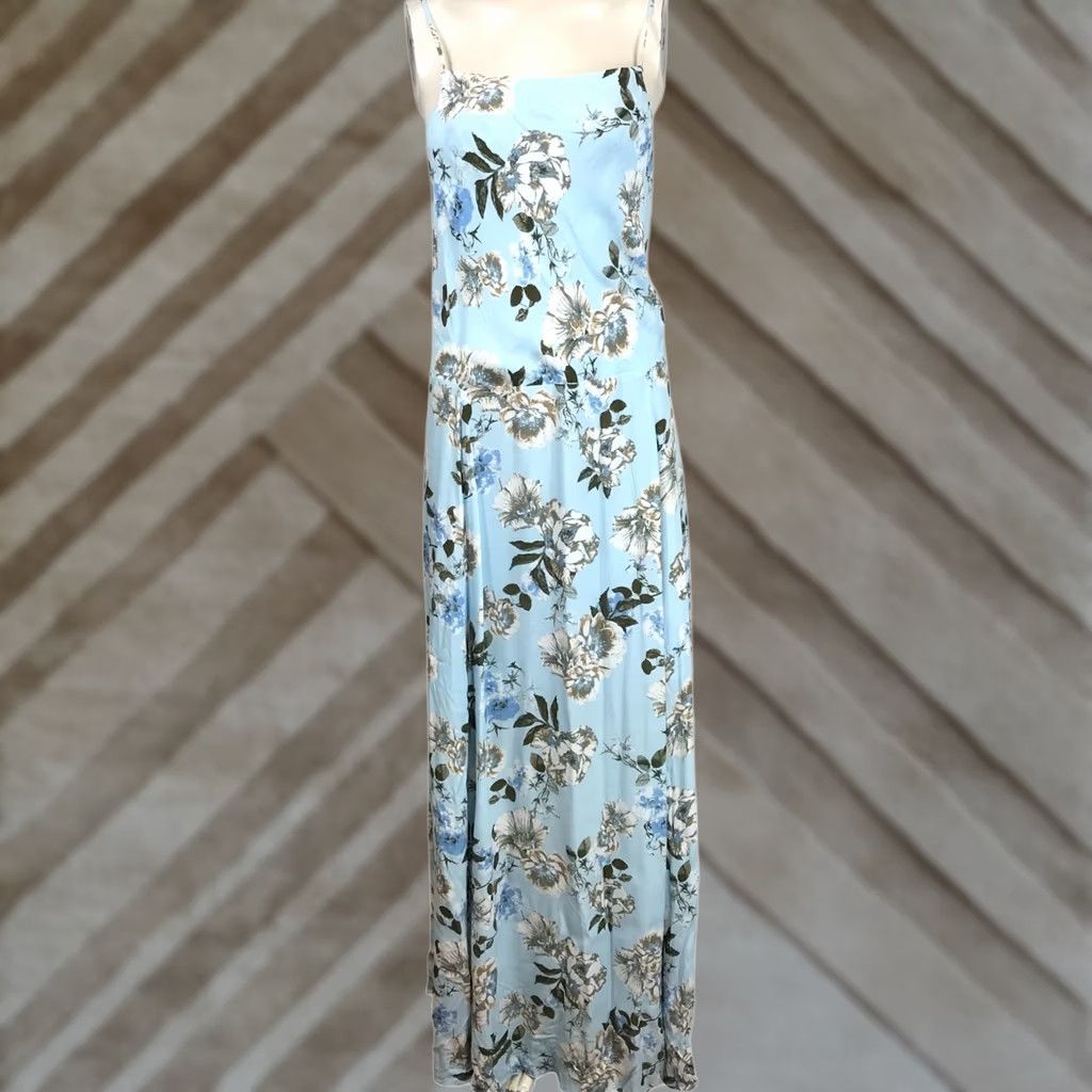 Vintage VINTAGE LEITH Women's XXL BLUE FLORAL SPAGHETTI STRAP 100% RAYON MAXI DRESS Size XXL / US 16-18 / IT 52-54 - 1 Thumbnail